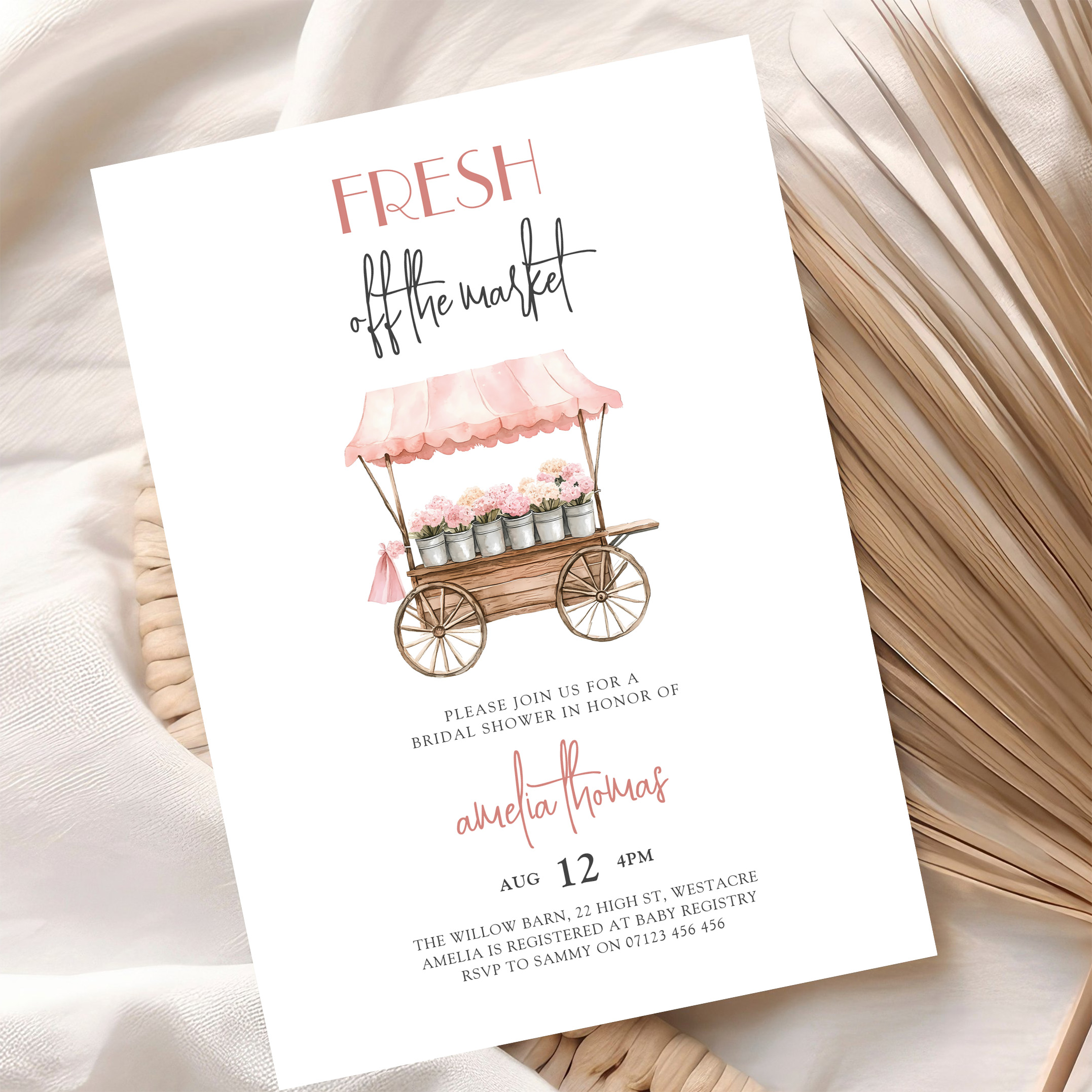 Pink Shes Off Market Farmers Market Bridal Shower Invitation - Image 10
