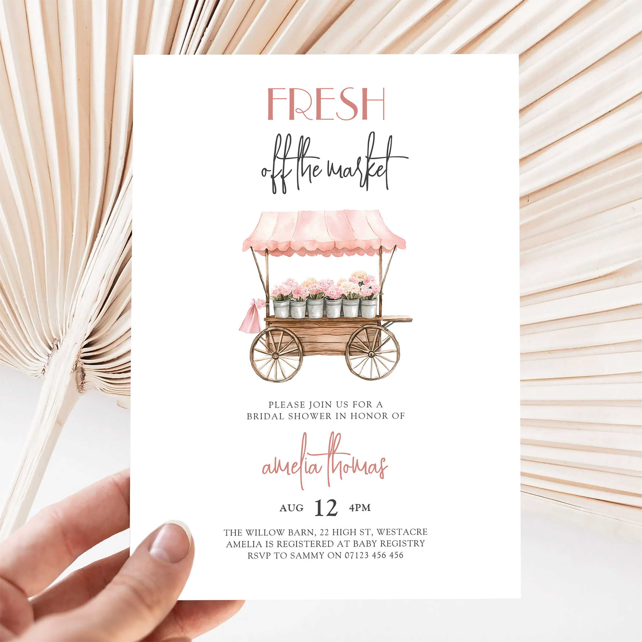 Pink Shes Off Market Farmers Market Bridal Shower Invitation - Image 5