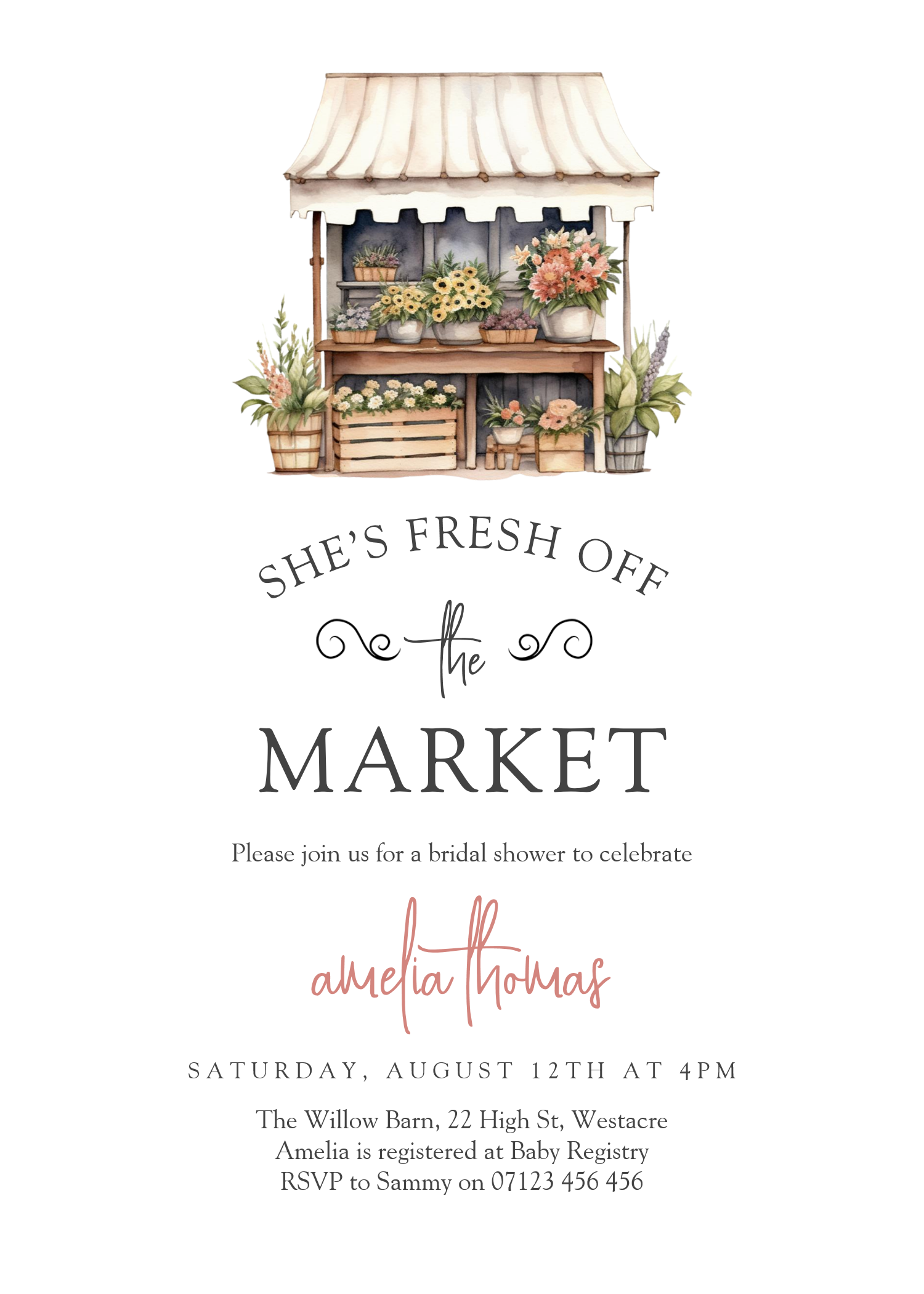 Shes Off The Market Farmers Market Bridal Shower Invitation