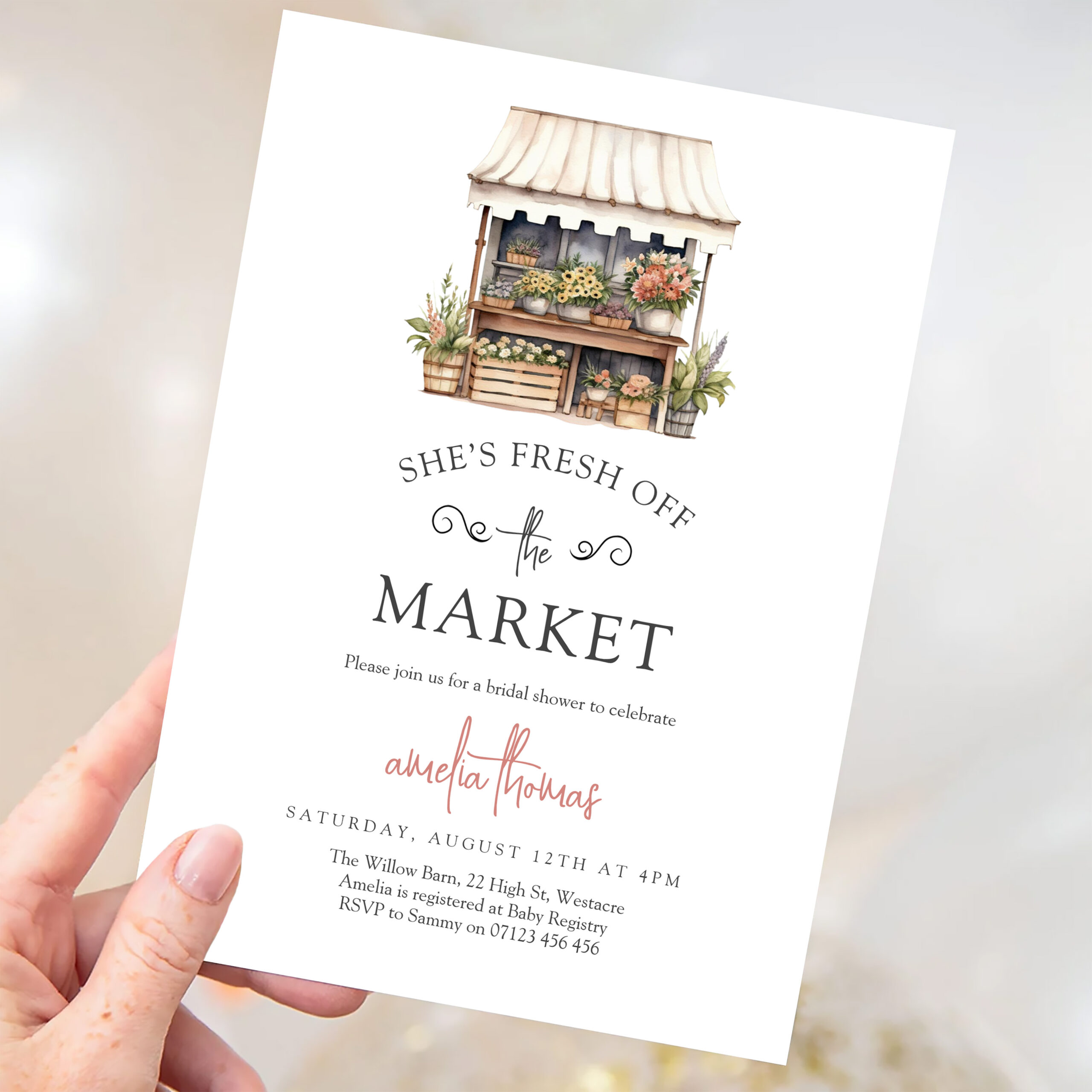 Shes Off The Market Farmers Market Bridal Shower Invitation - Image 3
