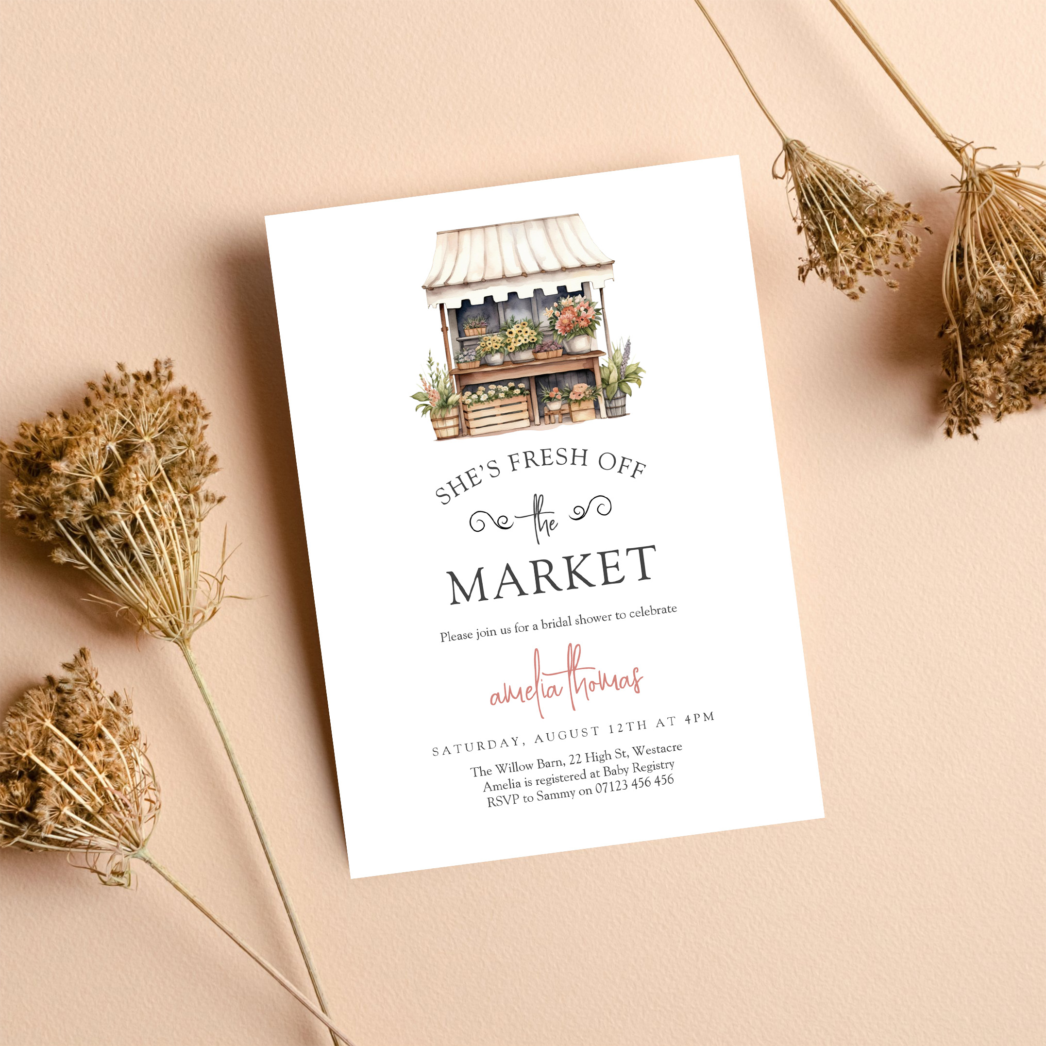 Shes Off The Market Farmers Market Bridal Shower Invitation - Image 8