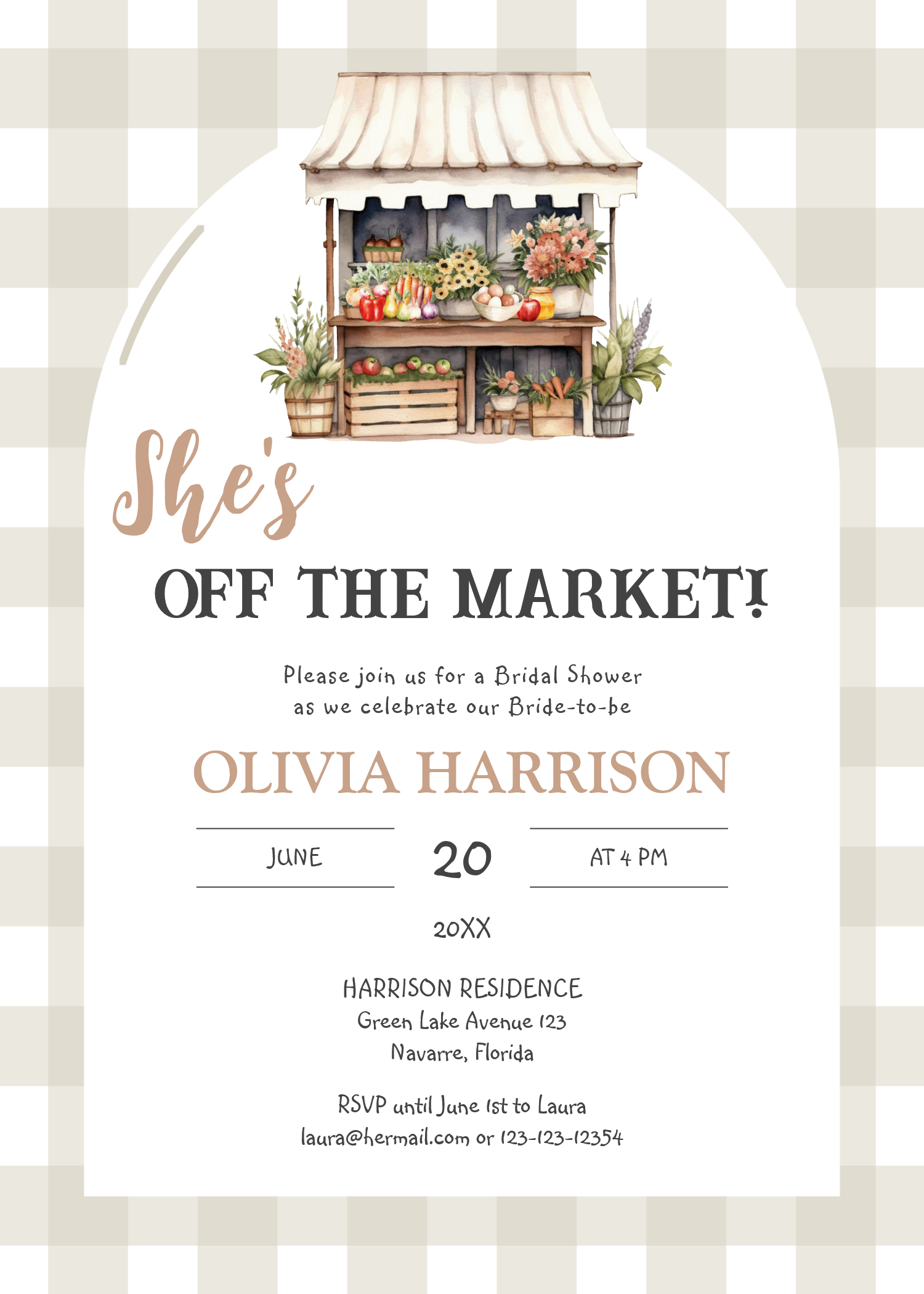 Shes Off The Market Farmers Market Bridal Shower Invitation