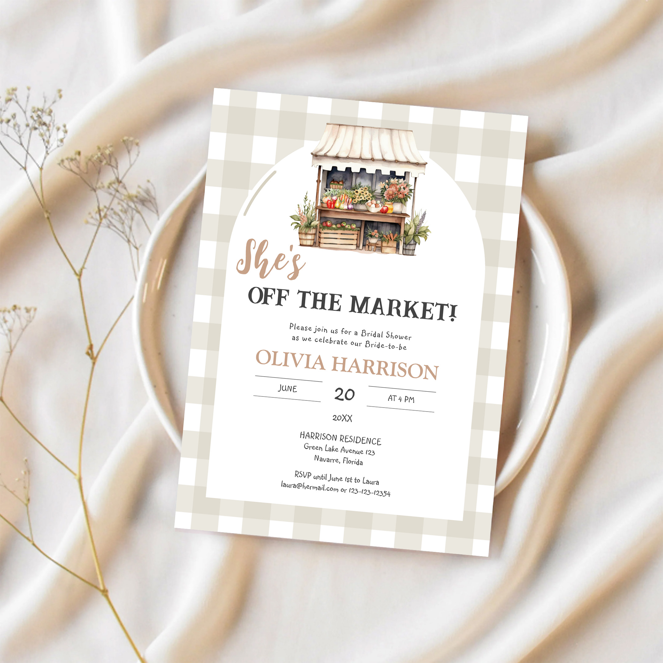 Shes Off The Market Farmers Market Bridal Shower Invitation - Image 2