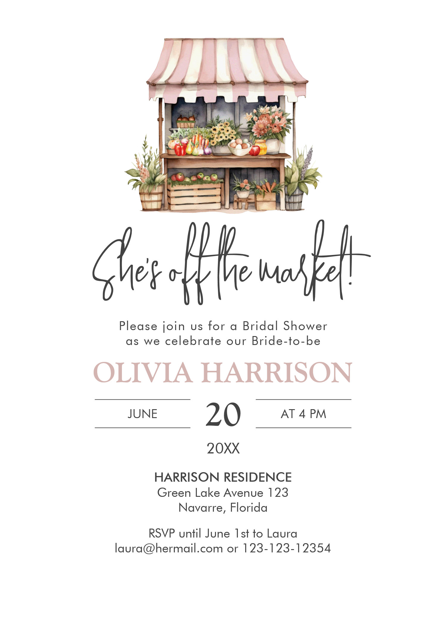 Shes Off The Market Farmers Market Bridal Shower Invitation