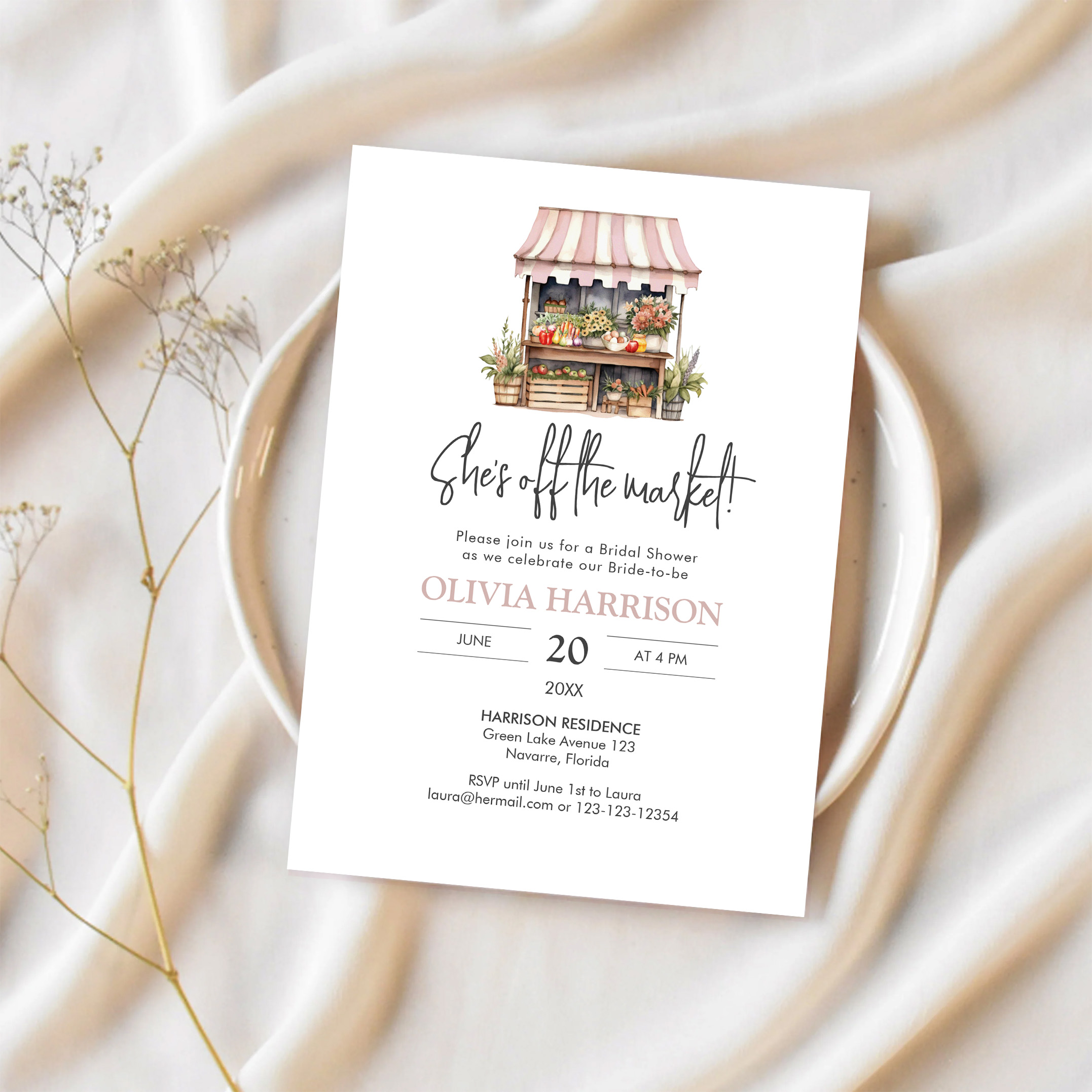 Shes Off The Market Farmers Market Bridal Shower Invitation - Image 2