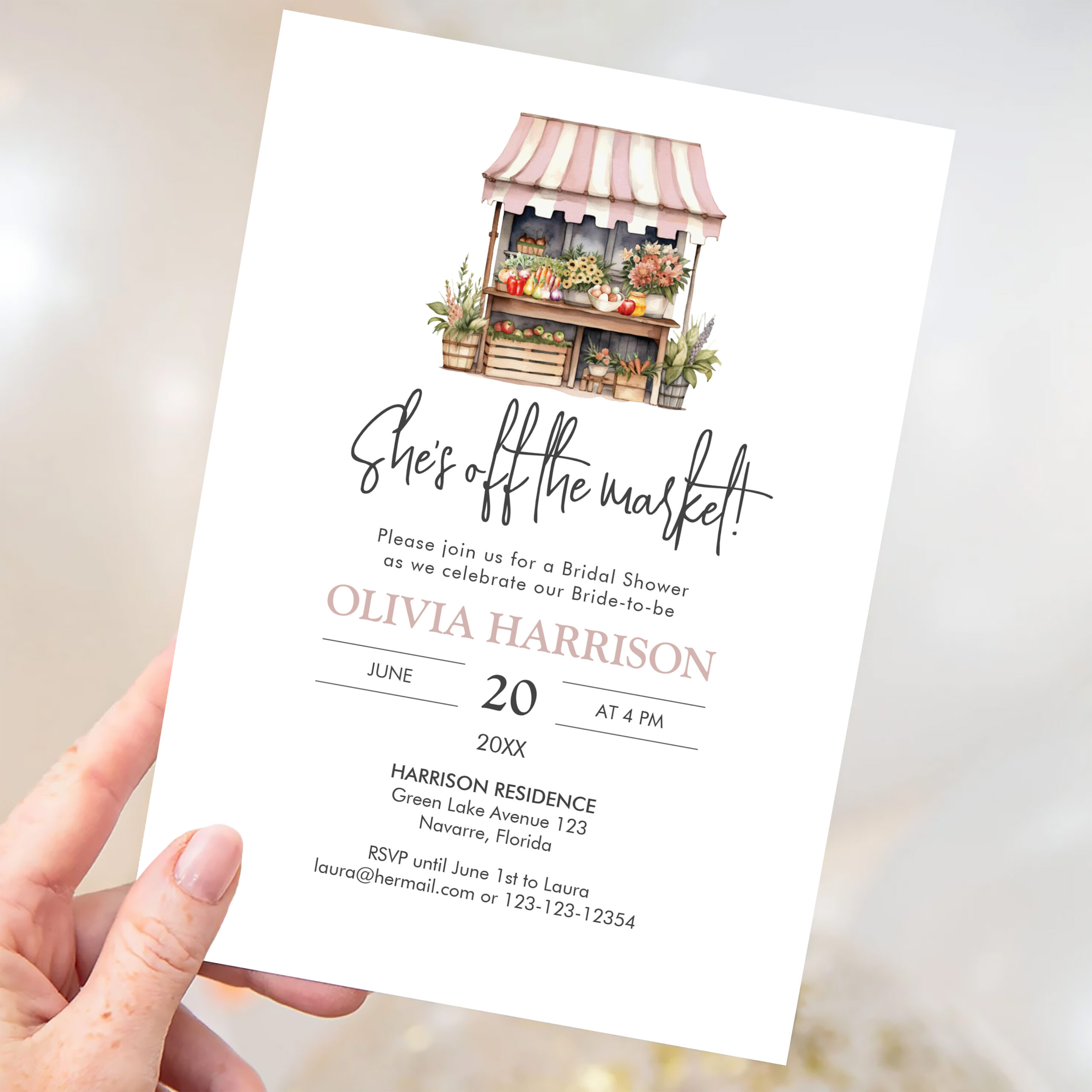 Shes Off The Market Farmers Market Bridal Shower Invitation - Image 3