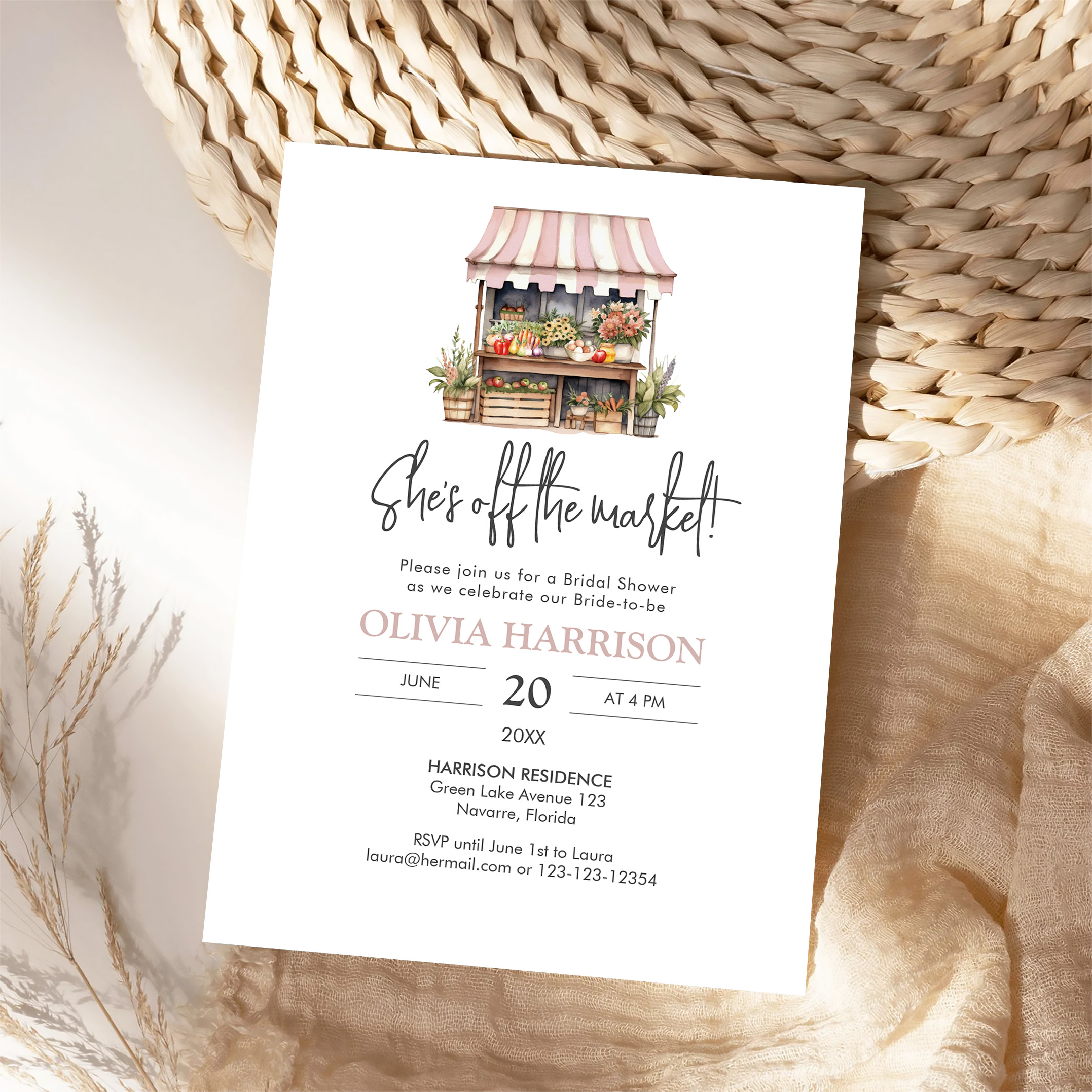 Shes Off The Market Farmers Market Bridal Shower Invitation - Image 4