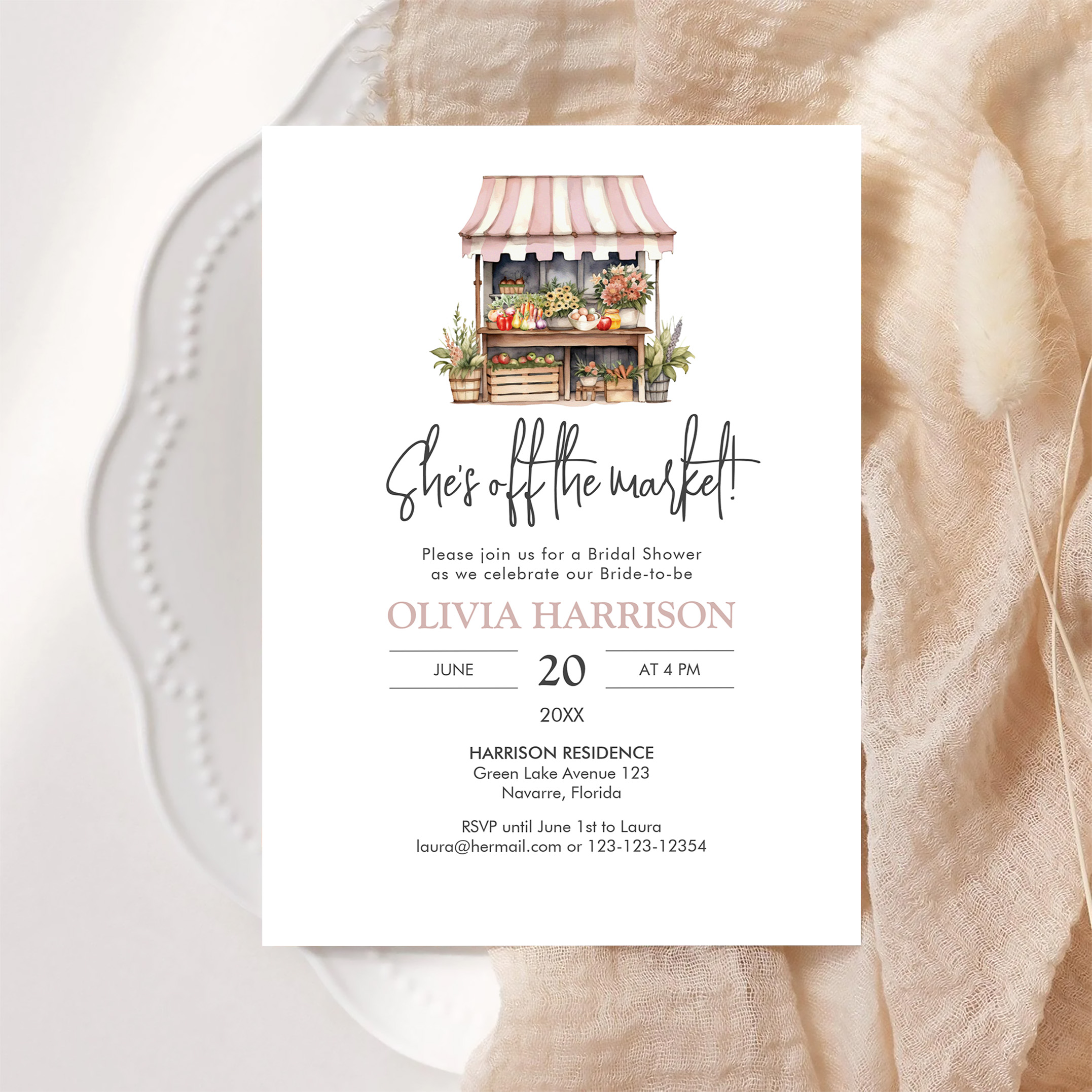 Shes Off The Market Farmers Market Bridal Shower Invitation - Image 6