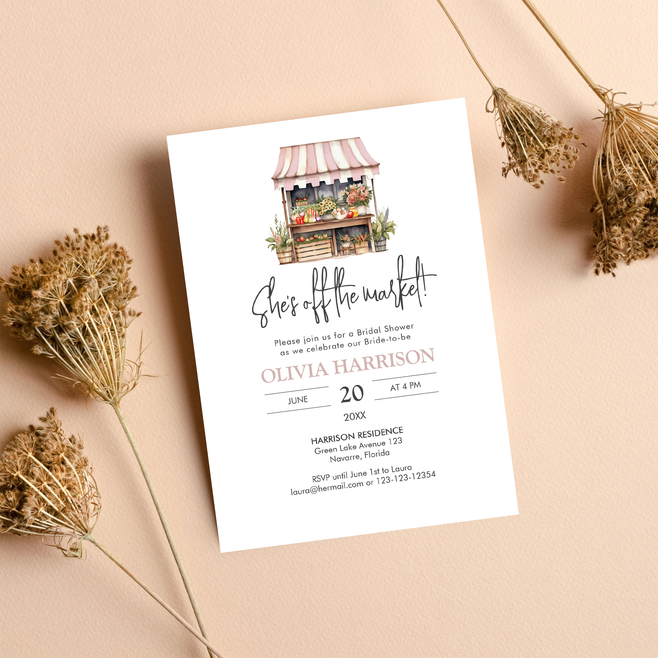 Shes Off The Market Farmers Market Bridal Shower Invitation - Image 8