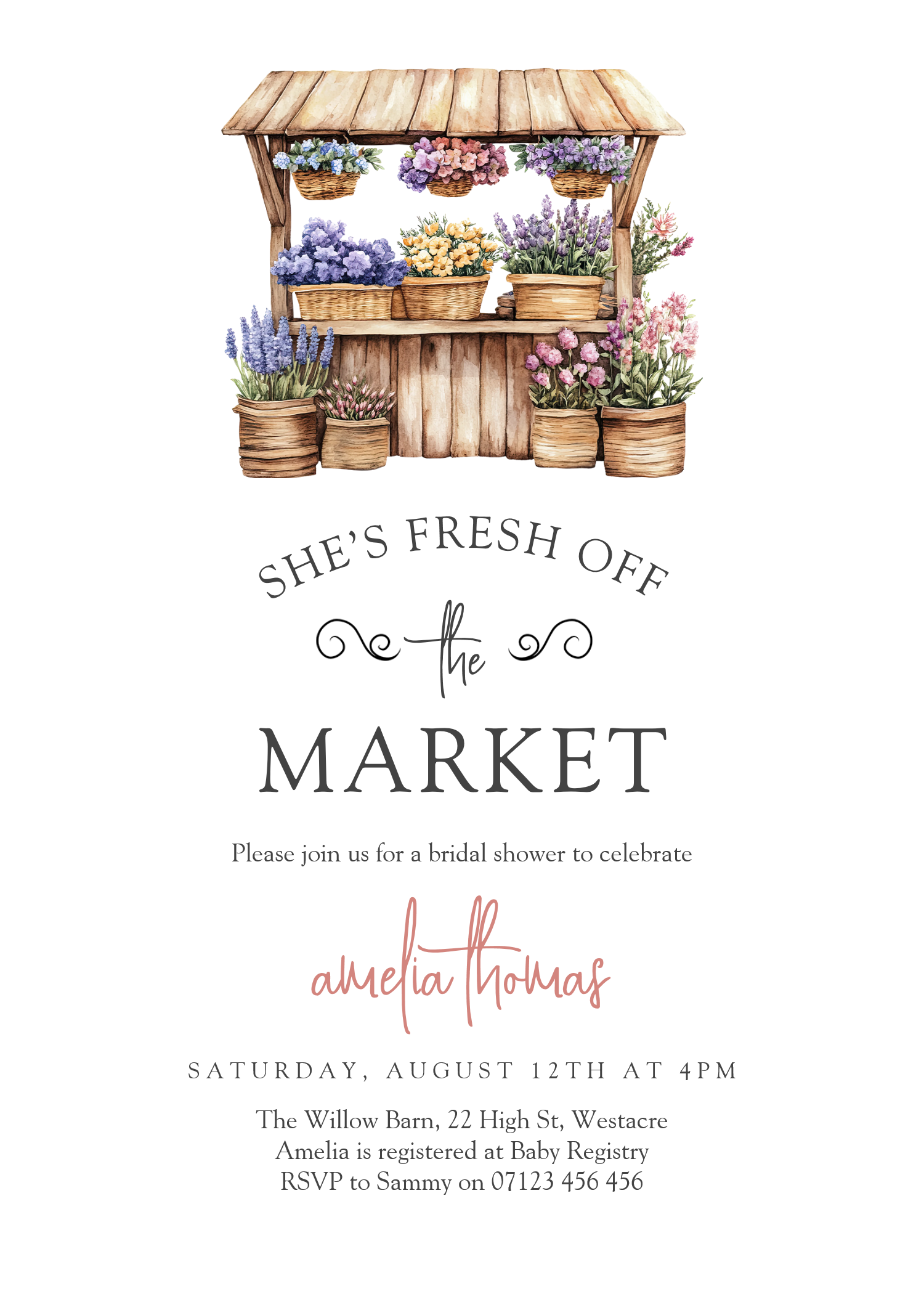 Shes Off The Market Farmers Market Bridal Shower Invitation