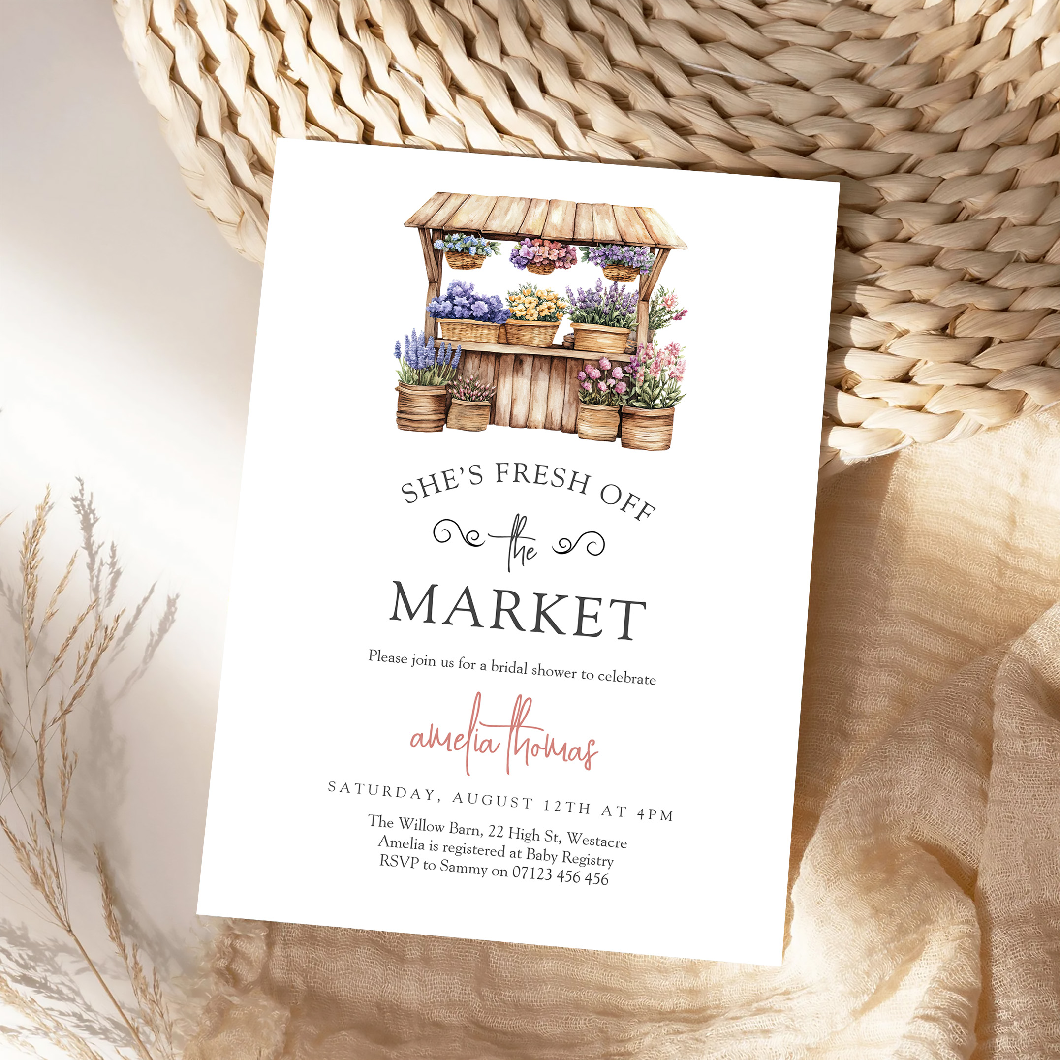 Shes Off The Market Farmers Market Bridal Shower Invitation - Image 4
