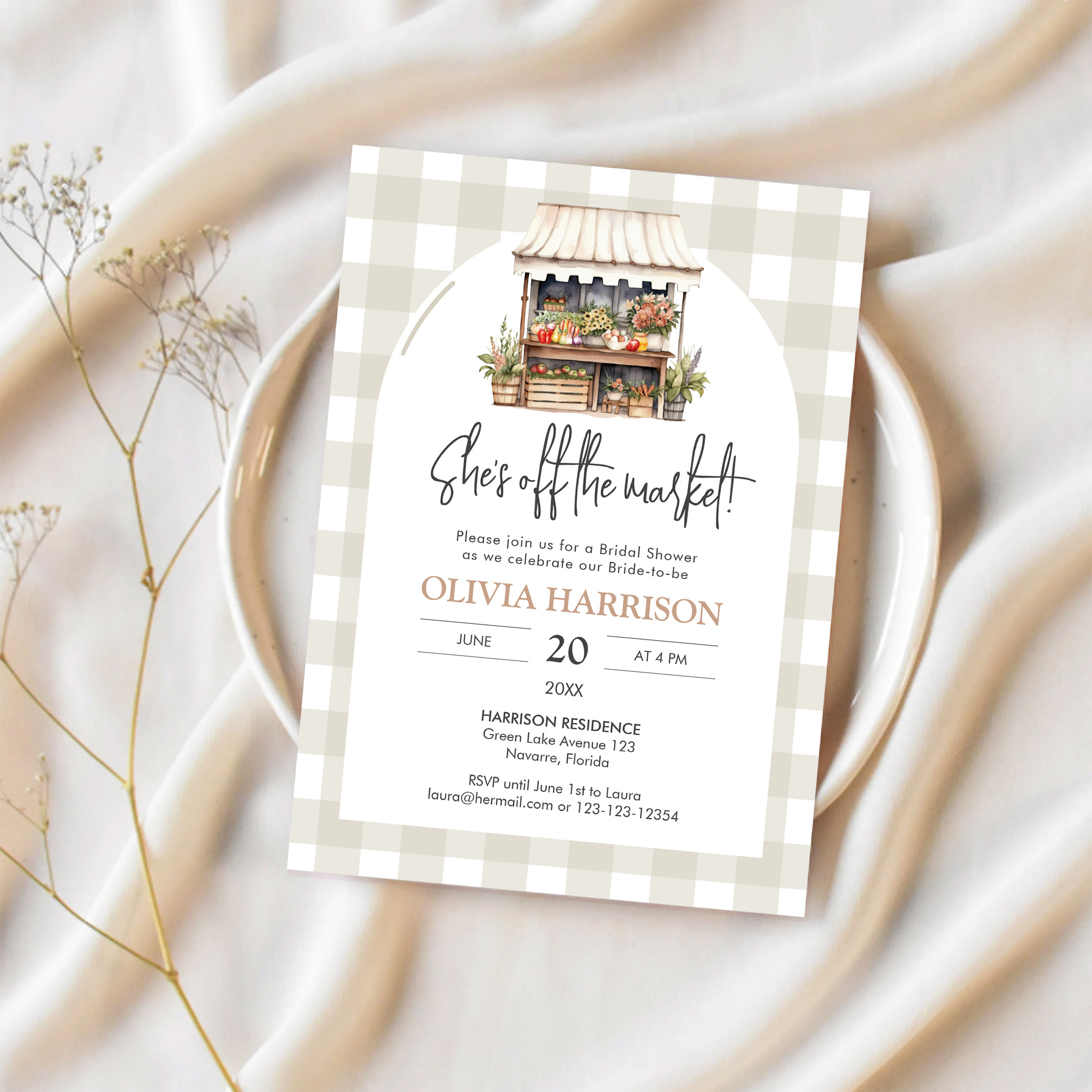 Shes Off The Market Farmers Market Bridal Shower Invitation - Image 2