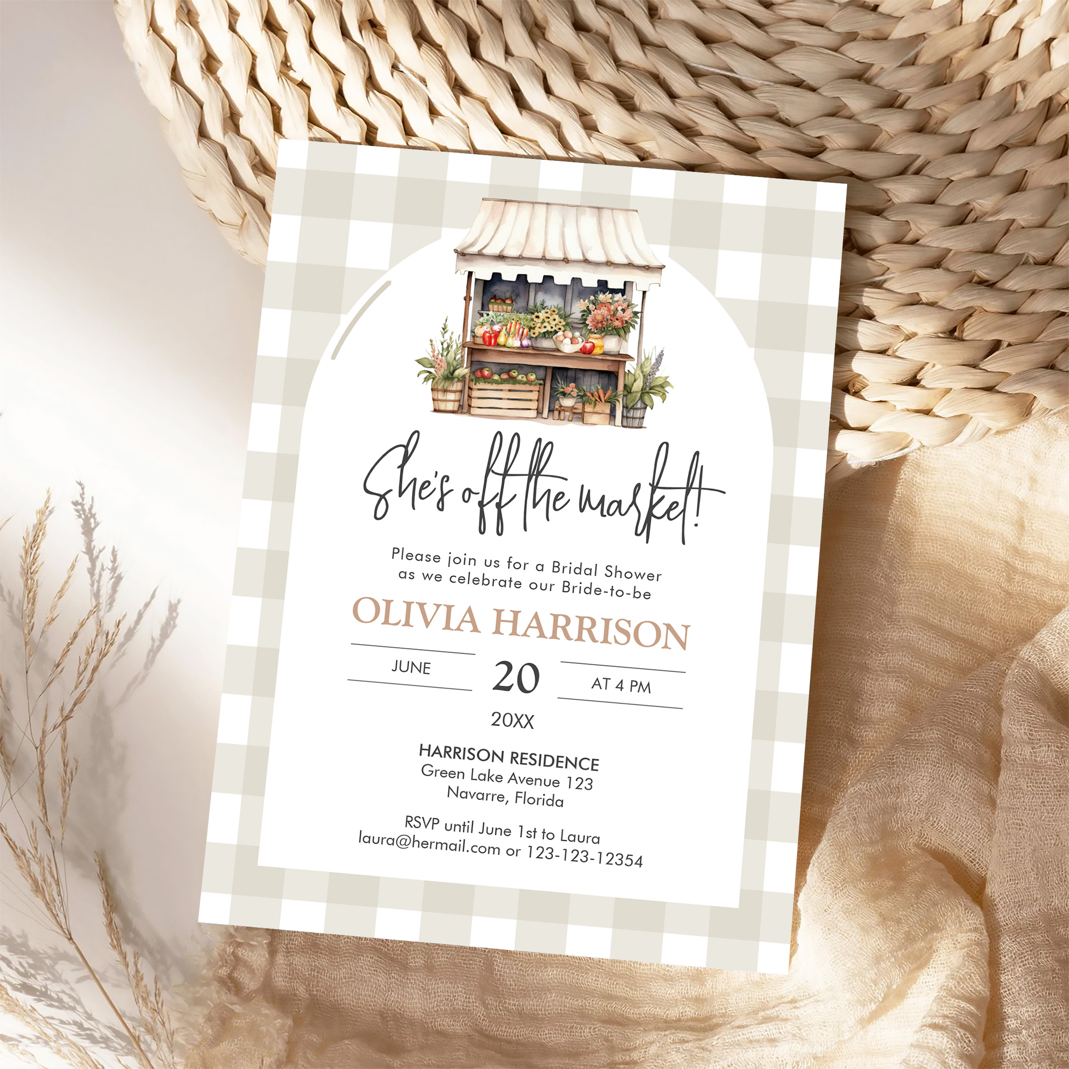 Shes Off The Market Farmers Market Bridal Shower Invitation - Image 4