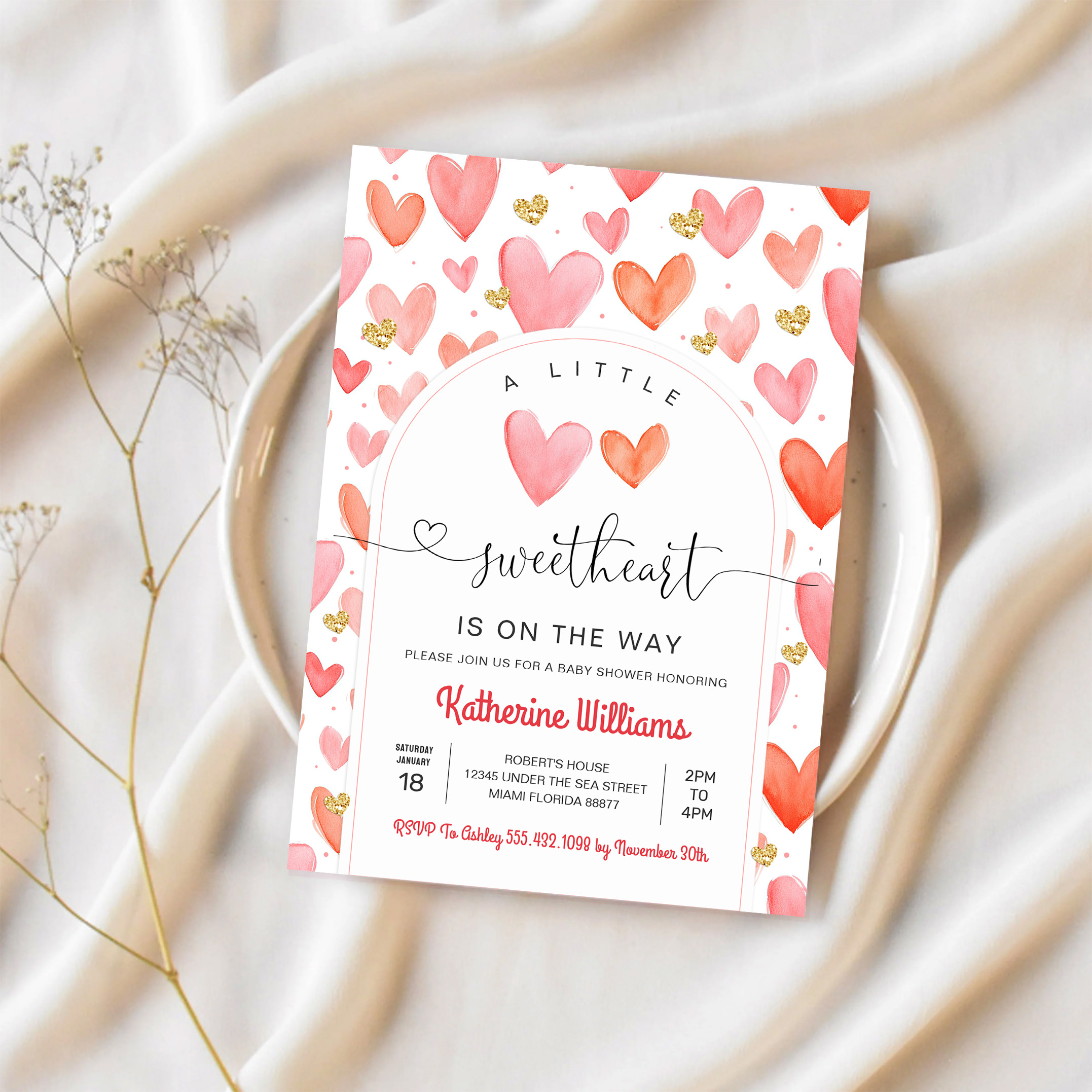 Valentine Day Baby Shower Invitation - Image 2