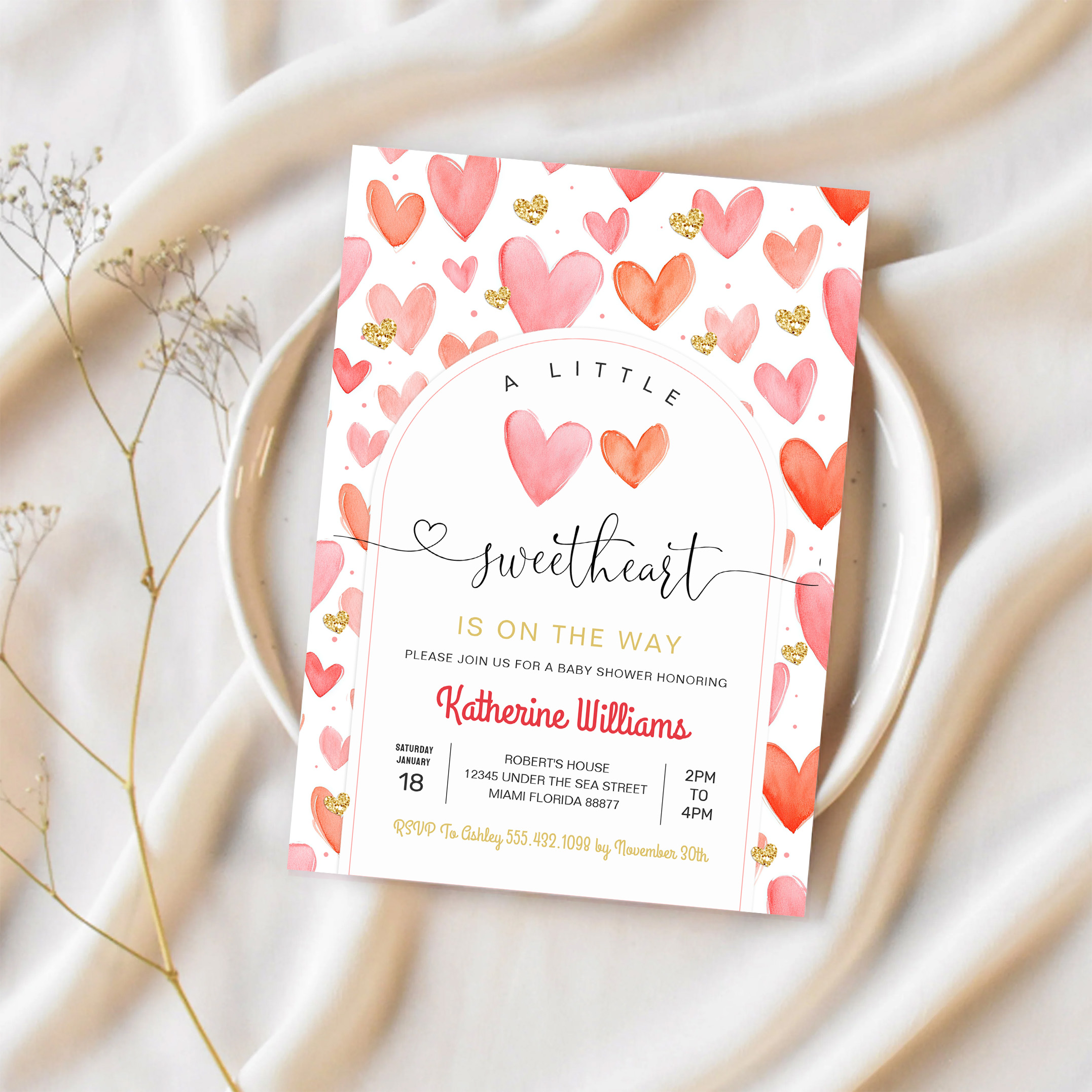 Valentine Day Baby Shower Invitation - Image 2