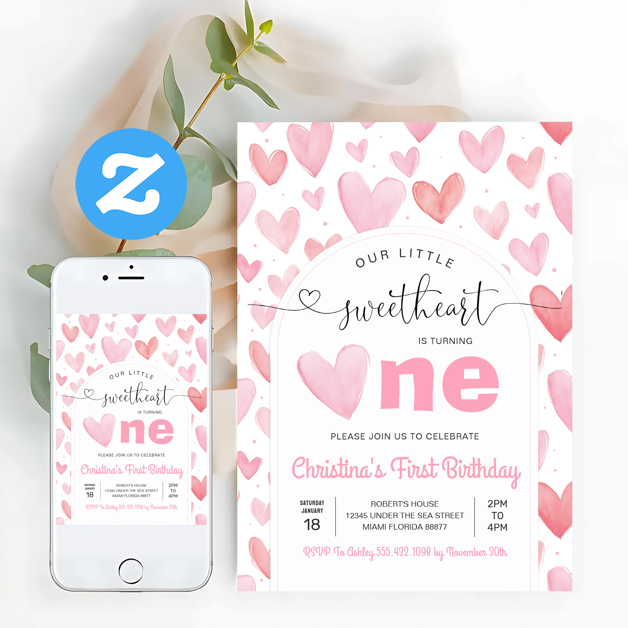 Valentine Day Love Pink Birthday Invitation - Image 12