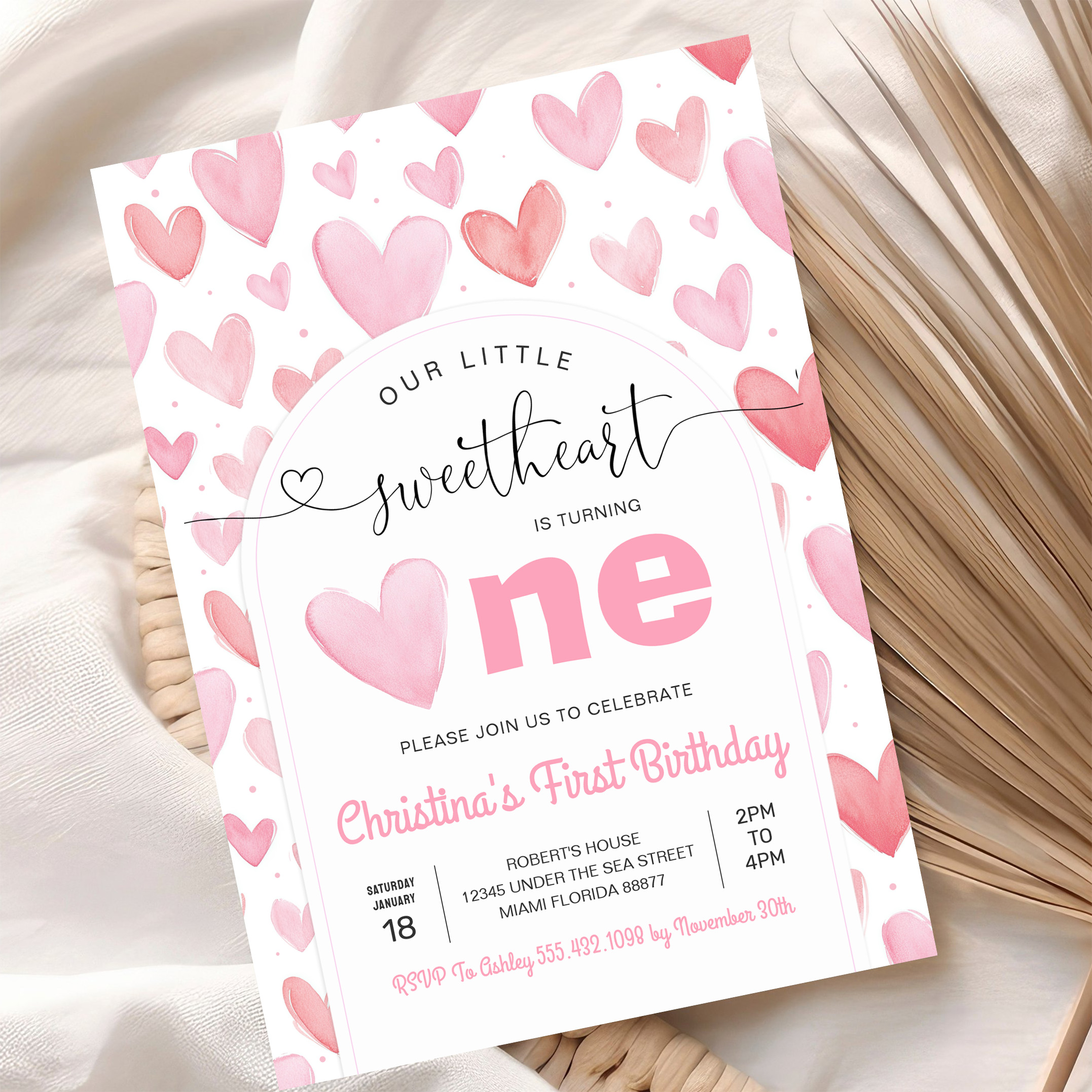 Valentine Day Love Pink Birthday Invitation - Image 10