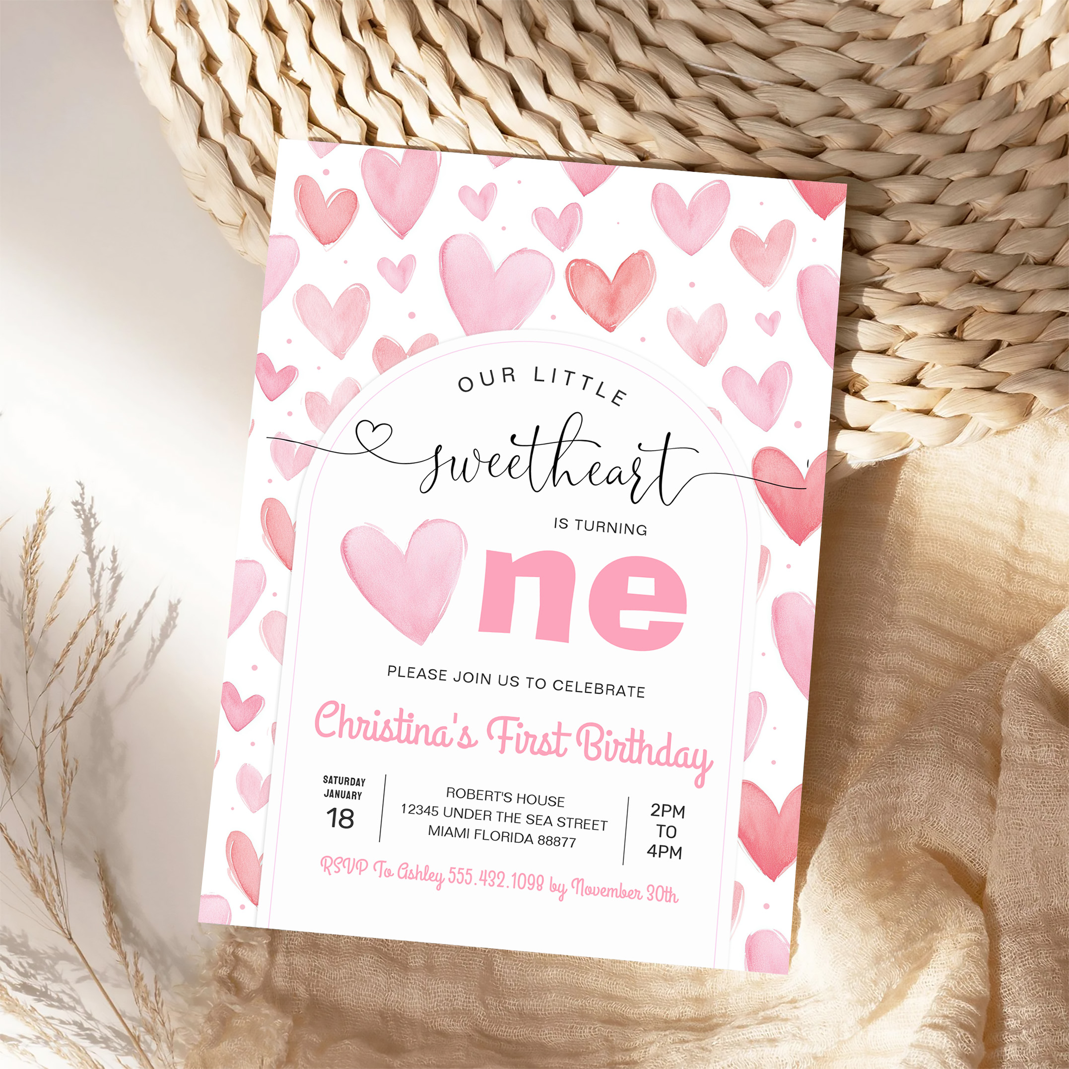 Valentine Day Love Pink Birthday Invitation - Image 4