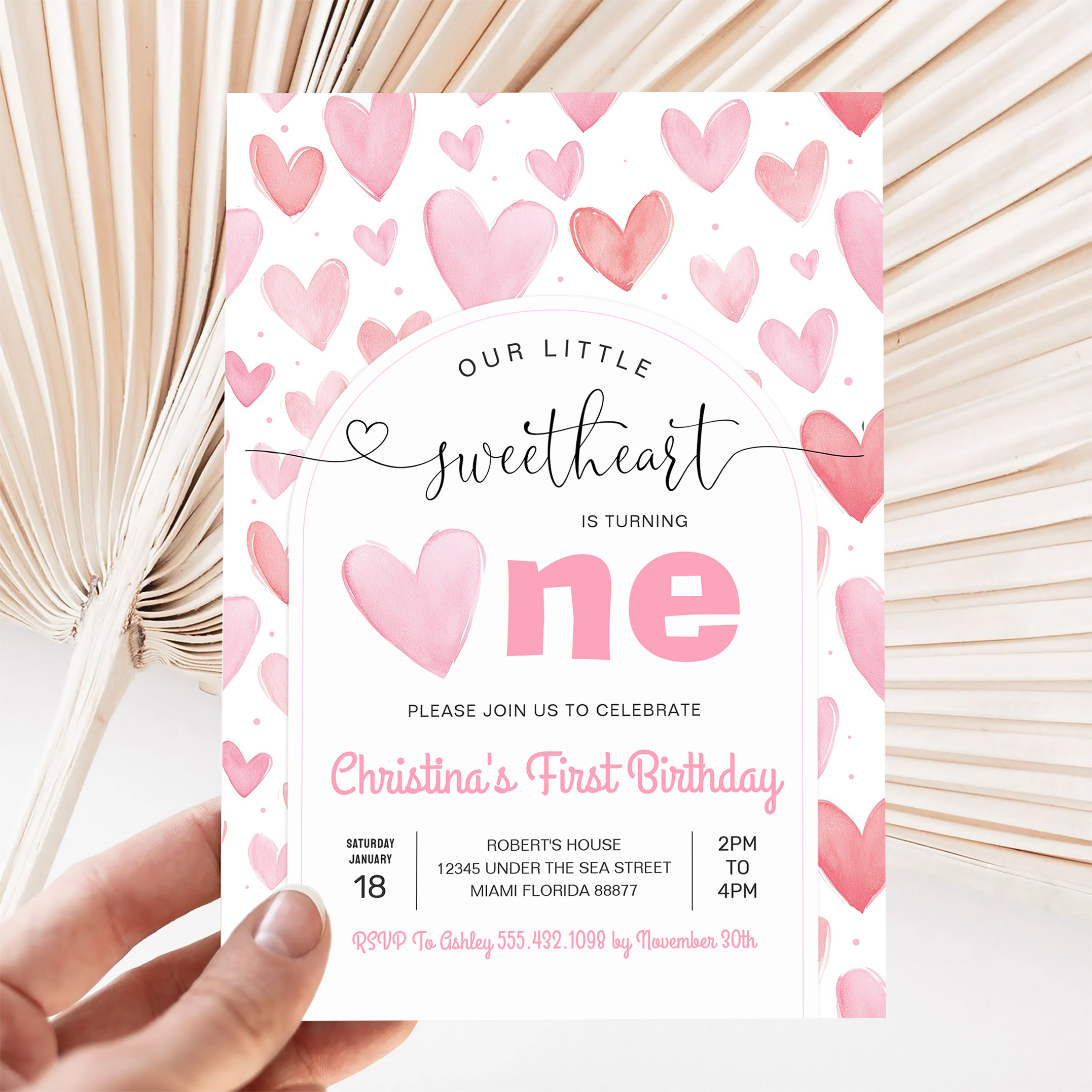 Valentine Day Love Pink Birthday Invitation - Image 5