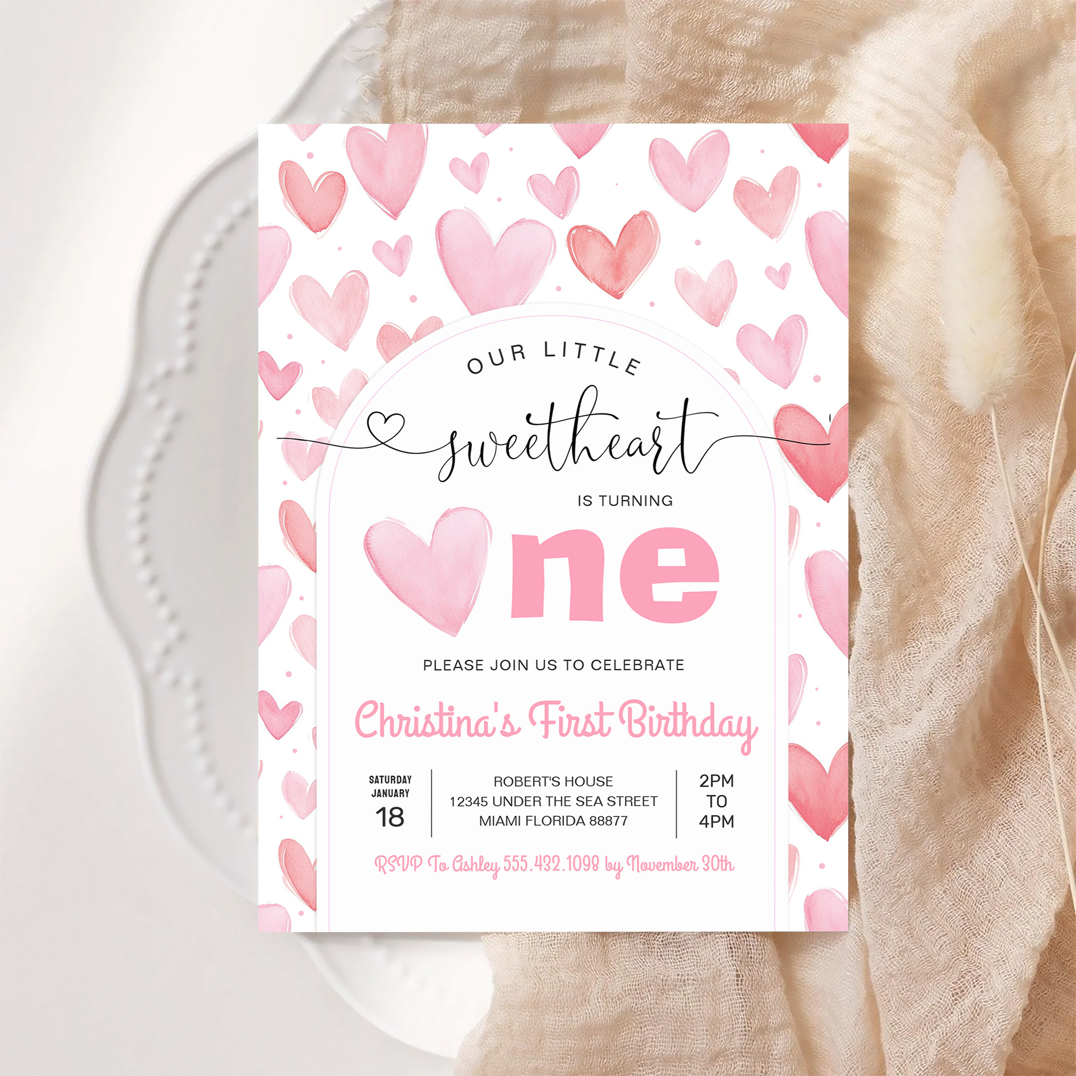 Valentine Day Love Pink Birthday Invitation - Image 6