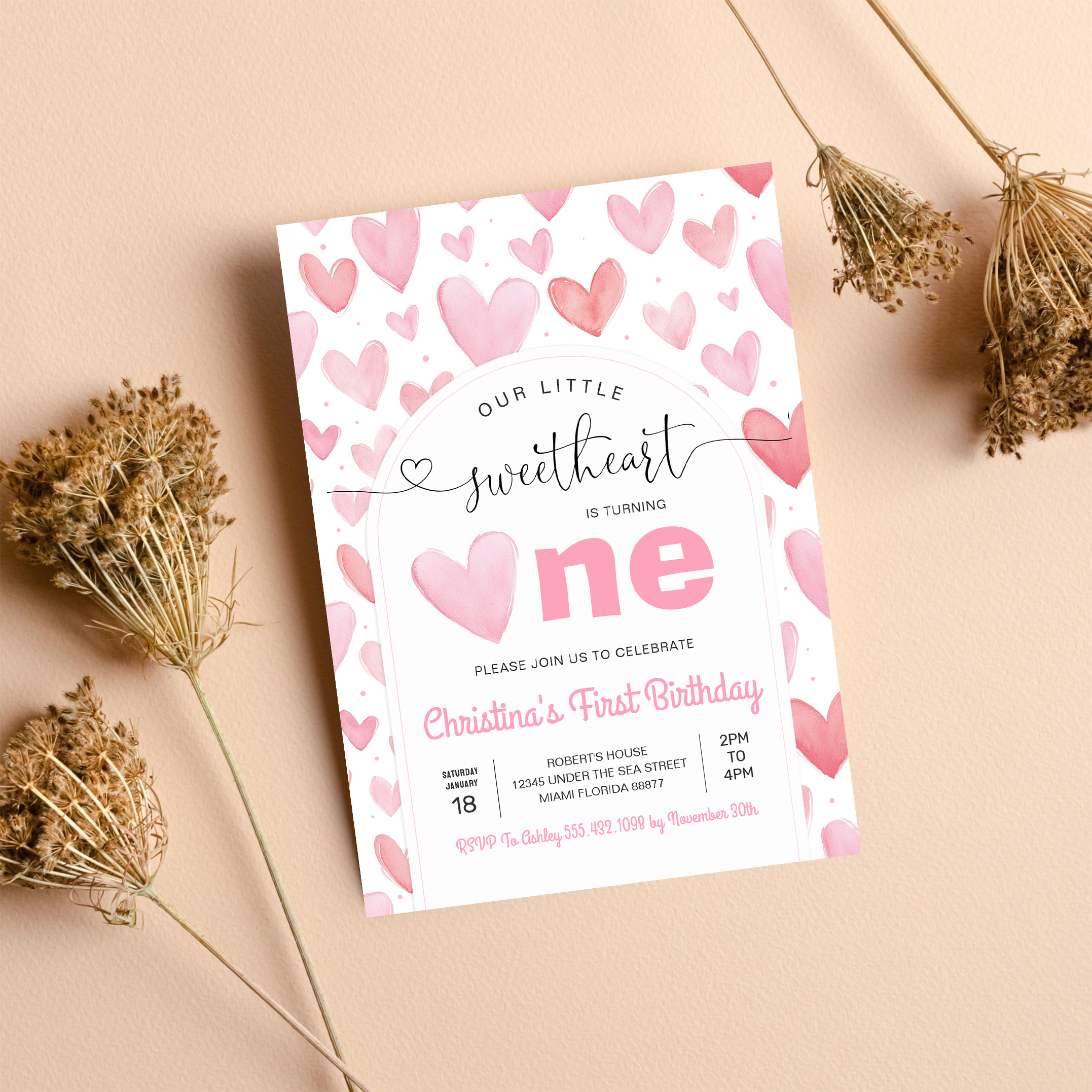 Valentine Day Love Pink Birthday Invitation - Image 8