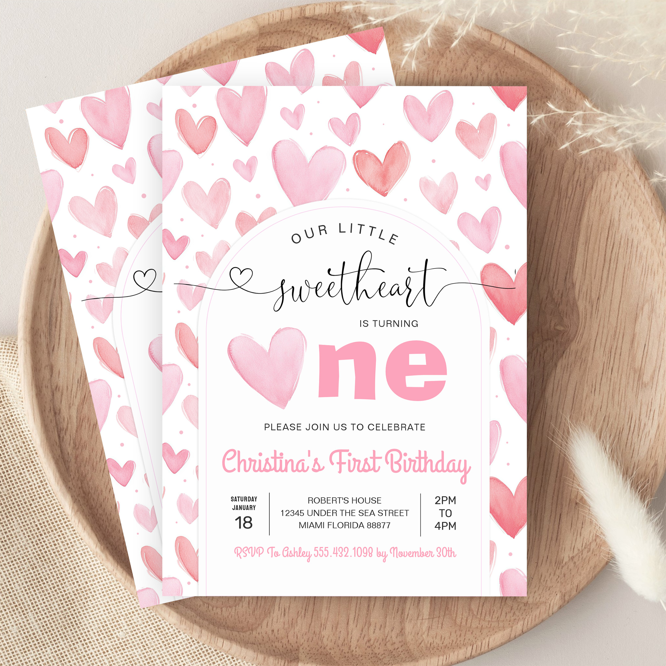 Valentine Day Love Pink Birthday Invitation - Image 9