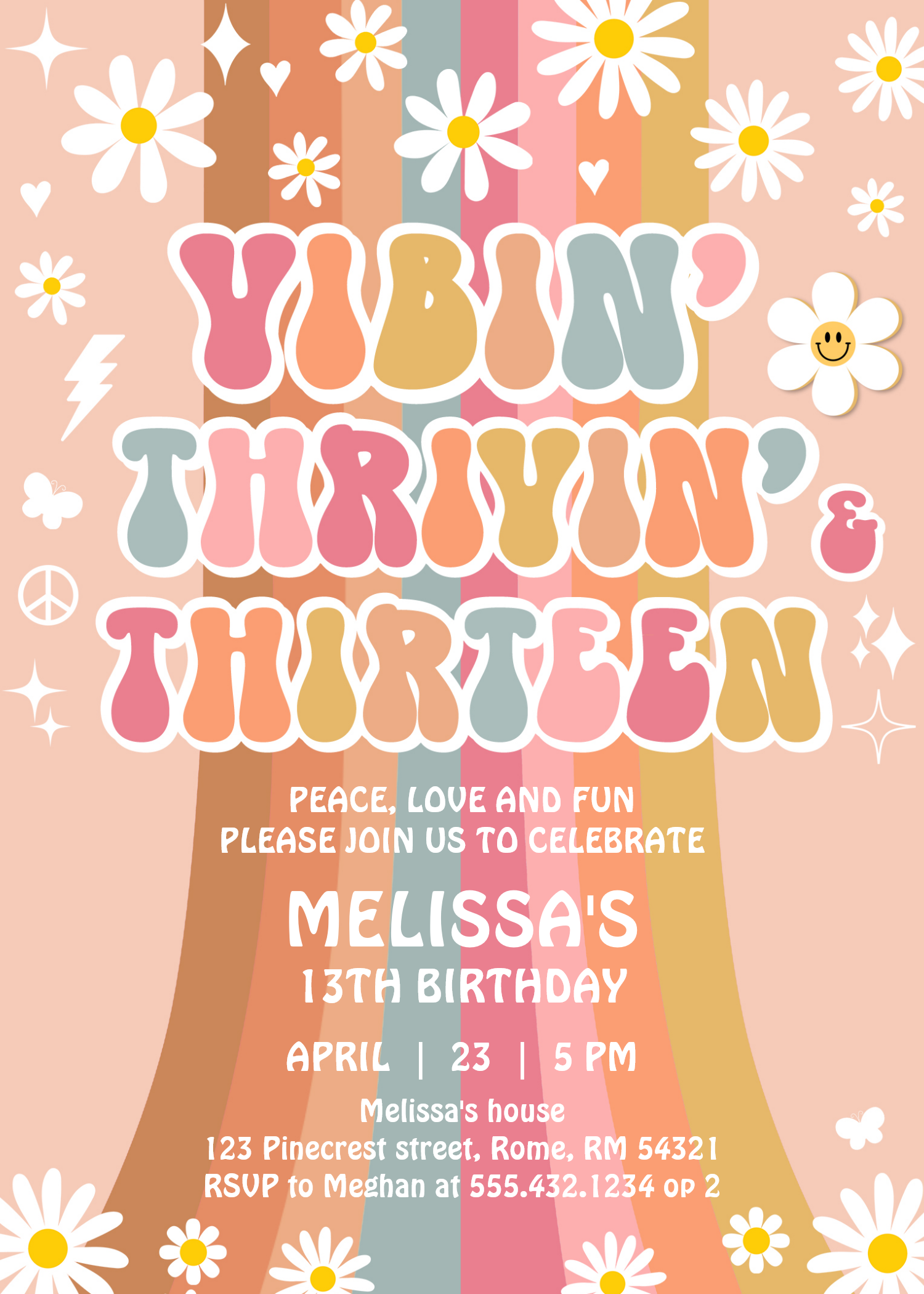 Vibin Thrivin And Thirteen Retro 13th Birthday Invitation