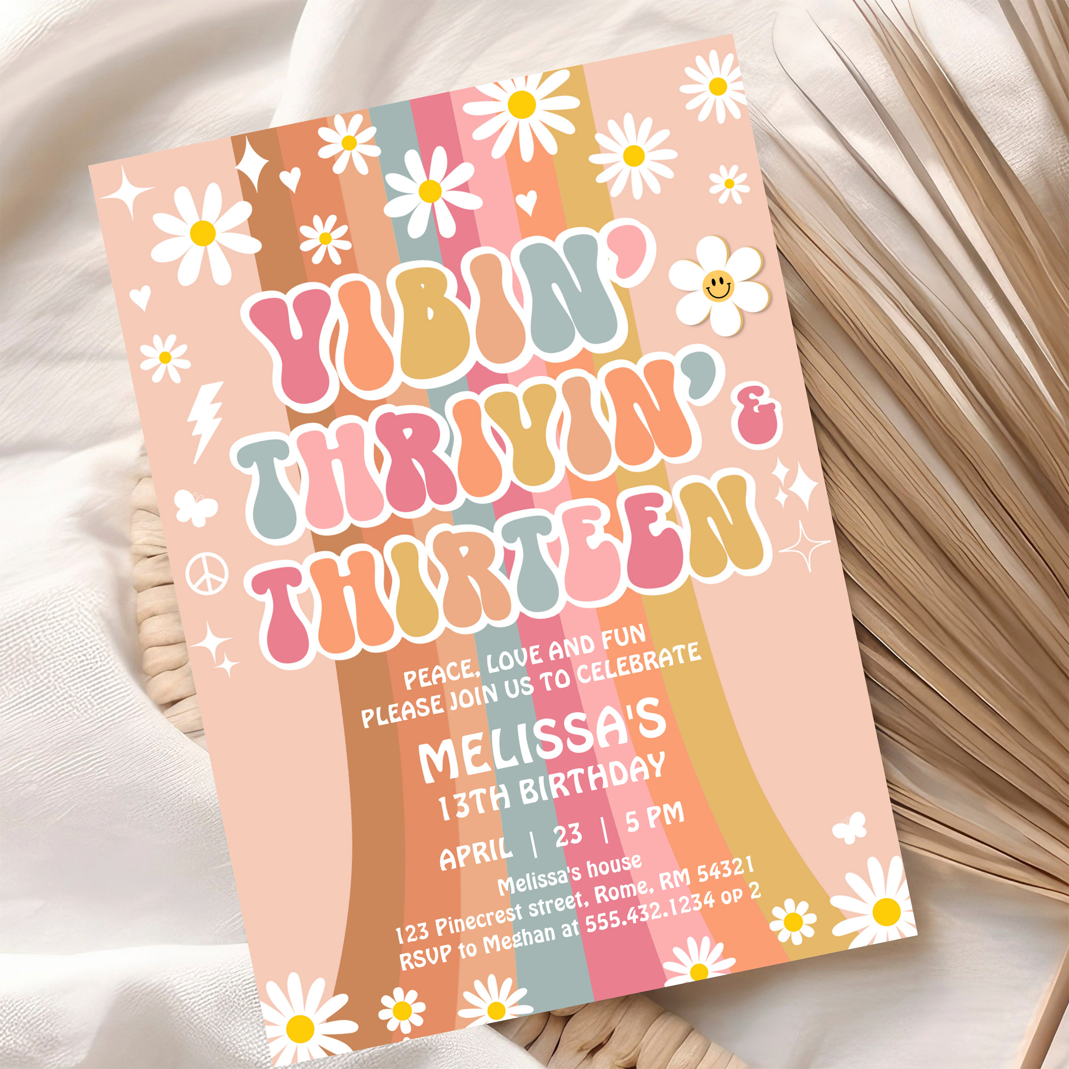 Vibin Thrivin And Thirteen Retro 13th Birthday Invitation - Image 10