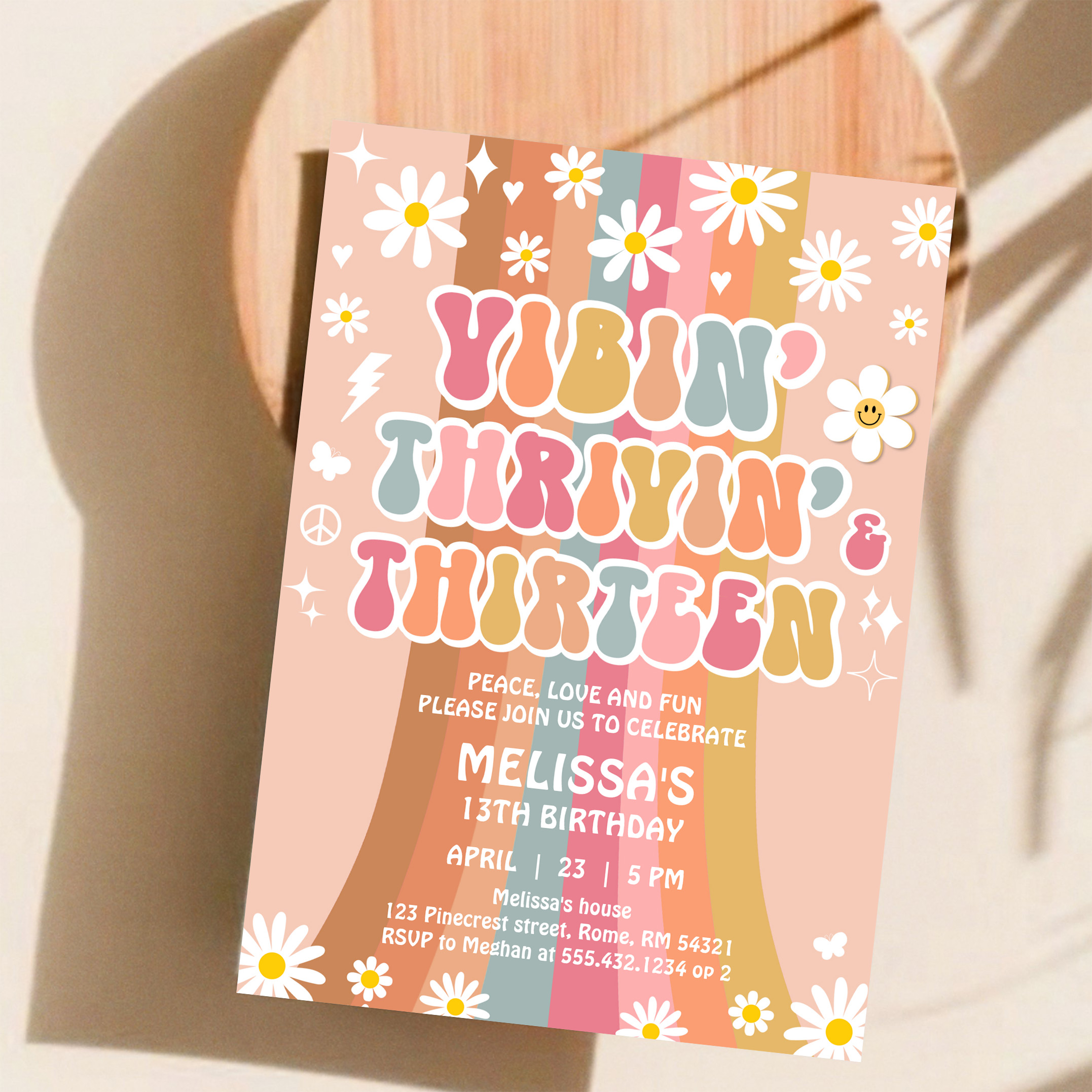 Vibin Thrivin And Thirteen Retro 13th Birthday Invitation - Image 11