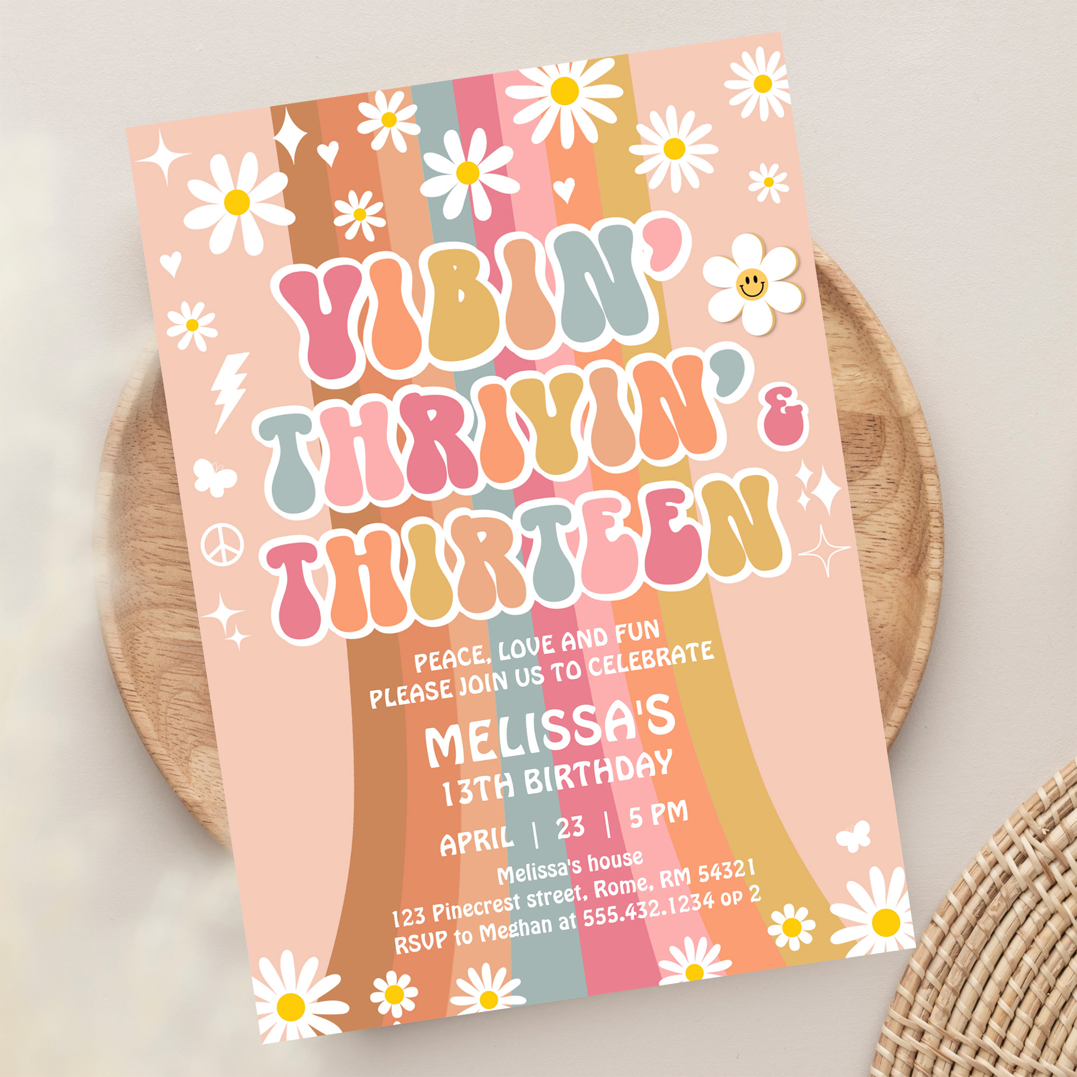 Vibin Thrivin And Thirteen Retro 13th Birthday Invitation - Image 13