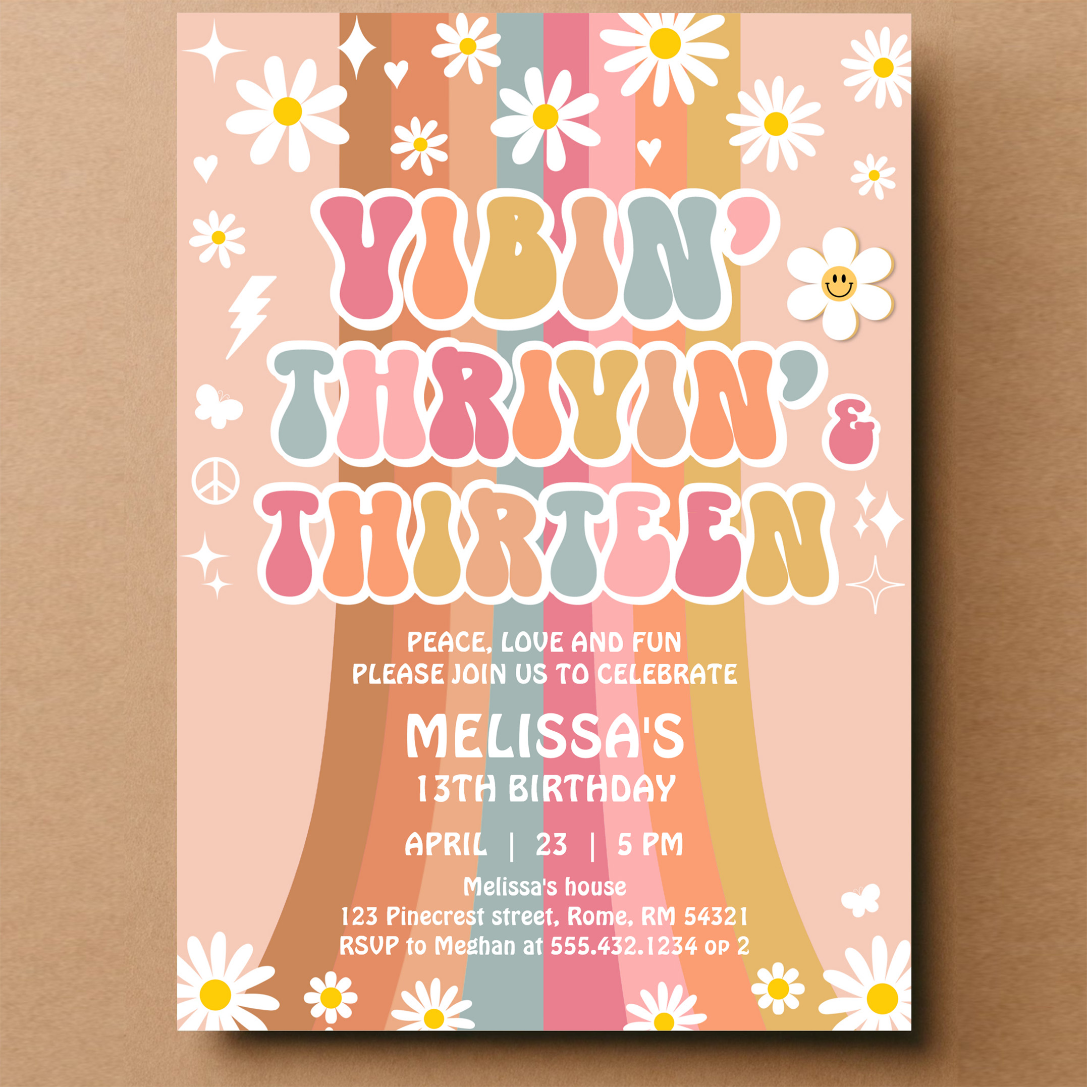 Vibin Thrivin And Thirteen Retro 13th Birthday Invitation - Image 14