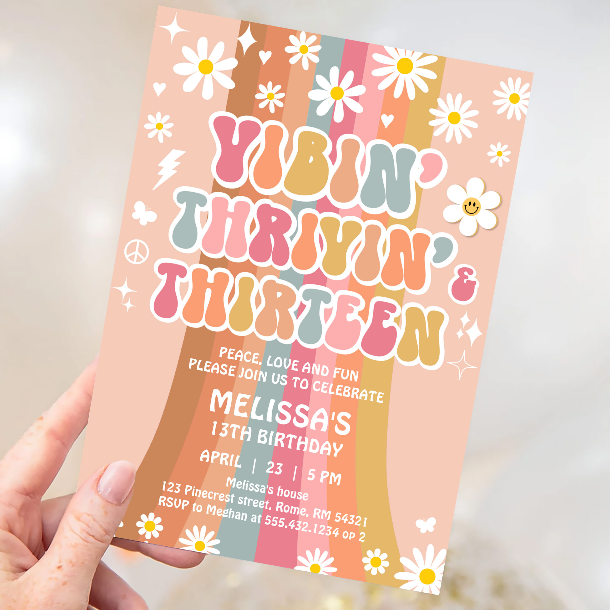 Vibin Thrivin And Thirteen Retro 13th Birthday Invitation - Image 3