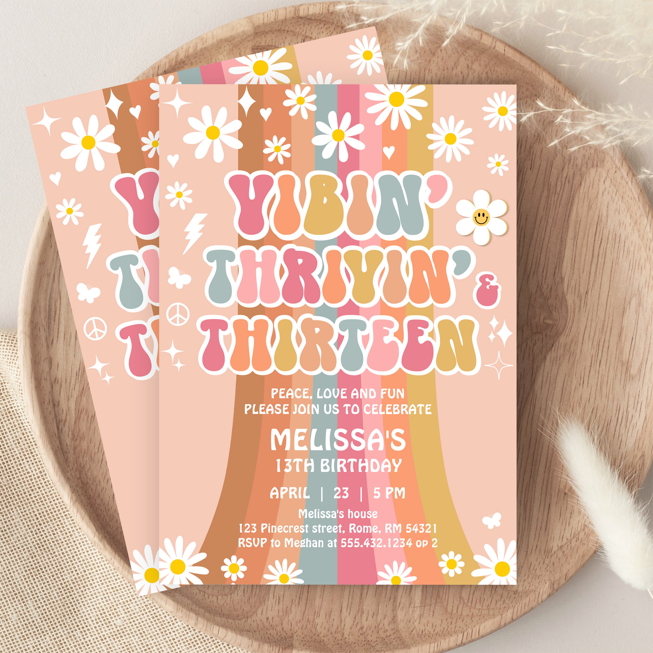 Vibin Thrivin And Thirteen Retro 13th Birthday Invitation - Image 9