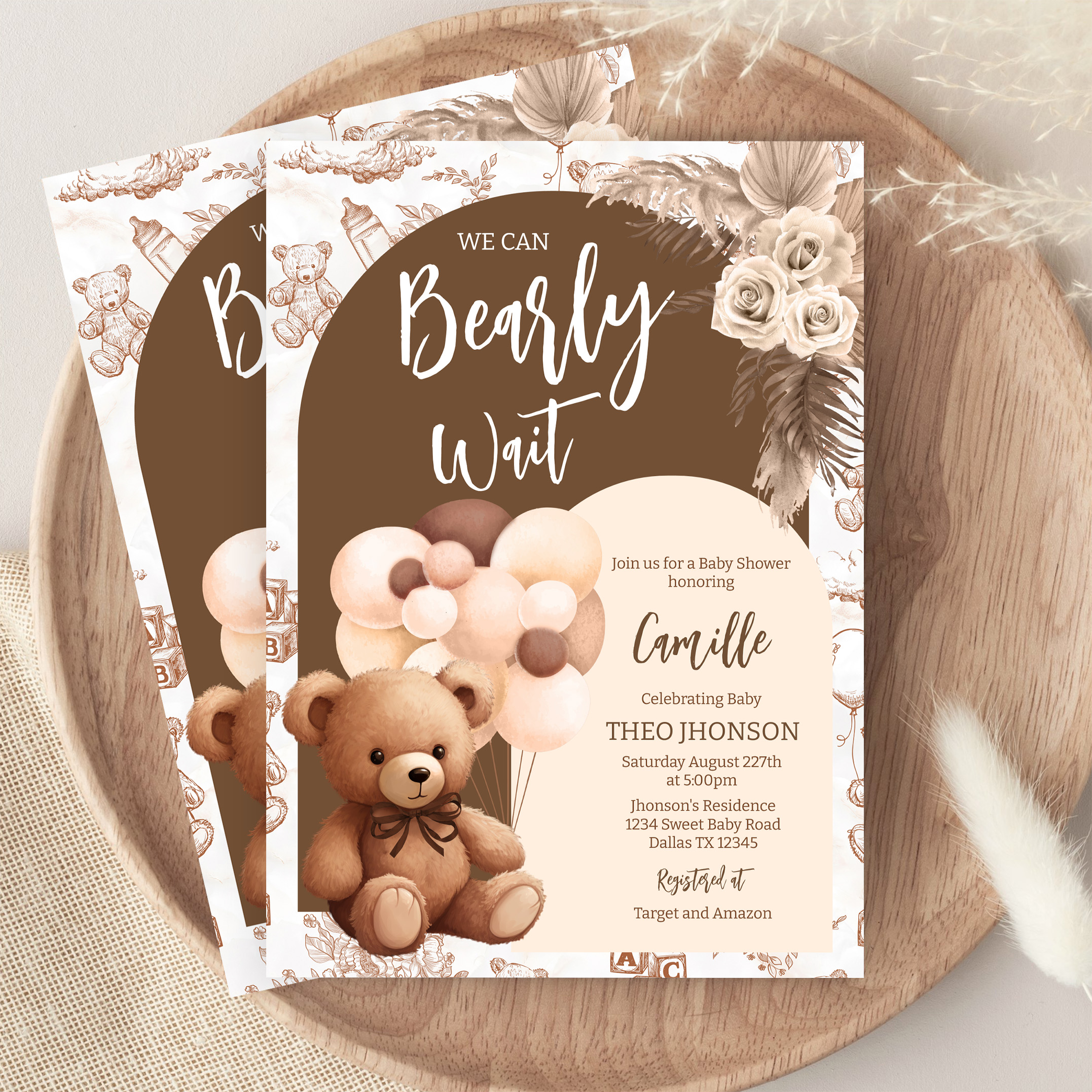 We Can Bearly Wait Gender Neutral Bear Baby Shower Invitation - Image 9
