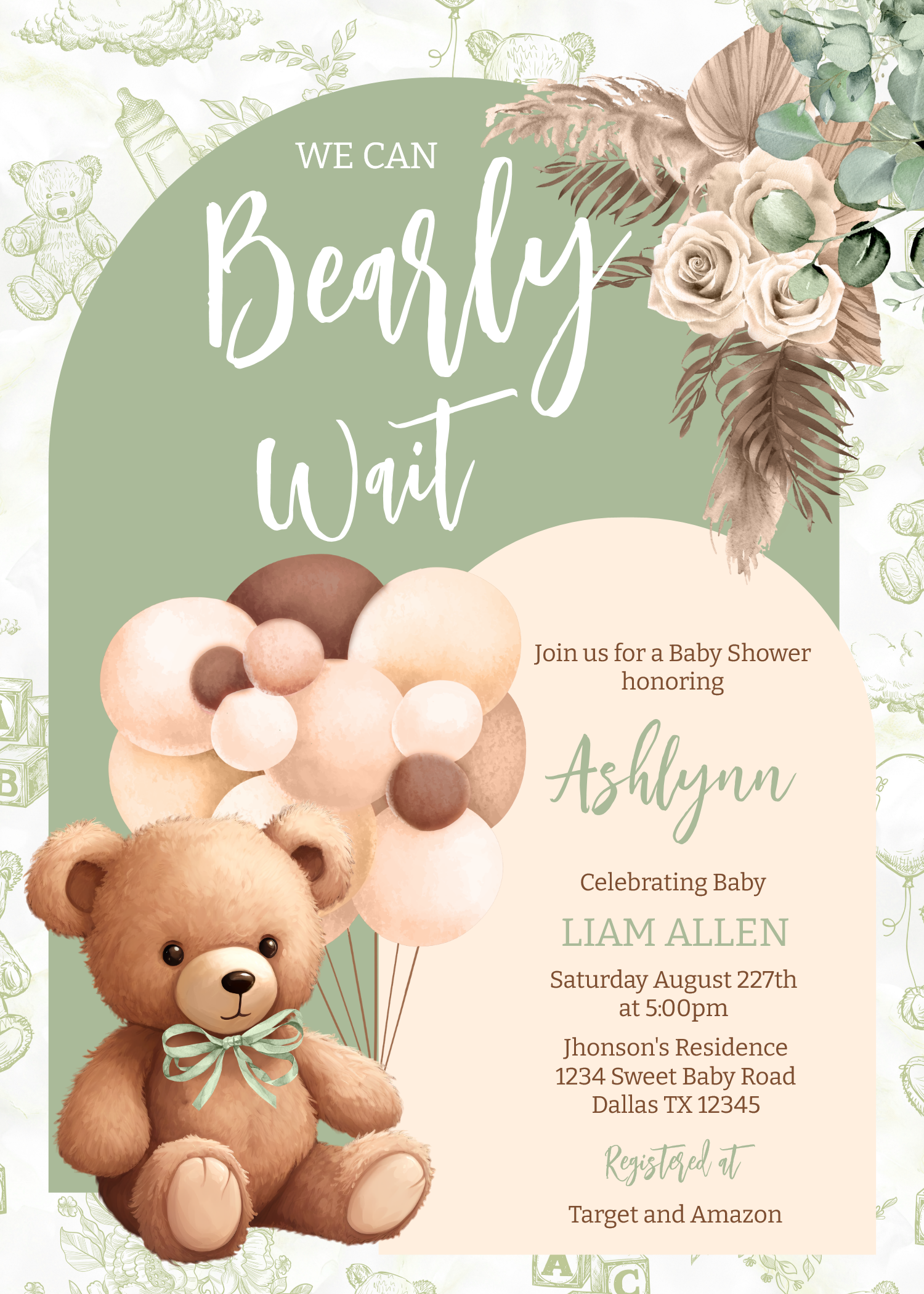 We Can Bearly Wait Gender Neutral Boho Baby Shower Invitation