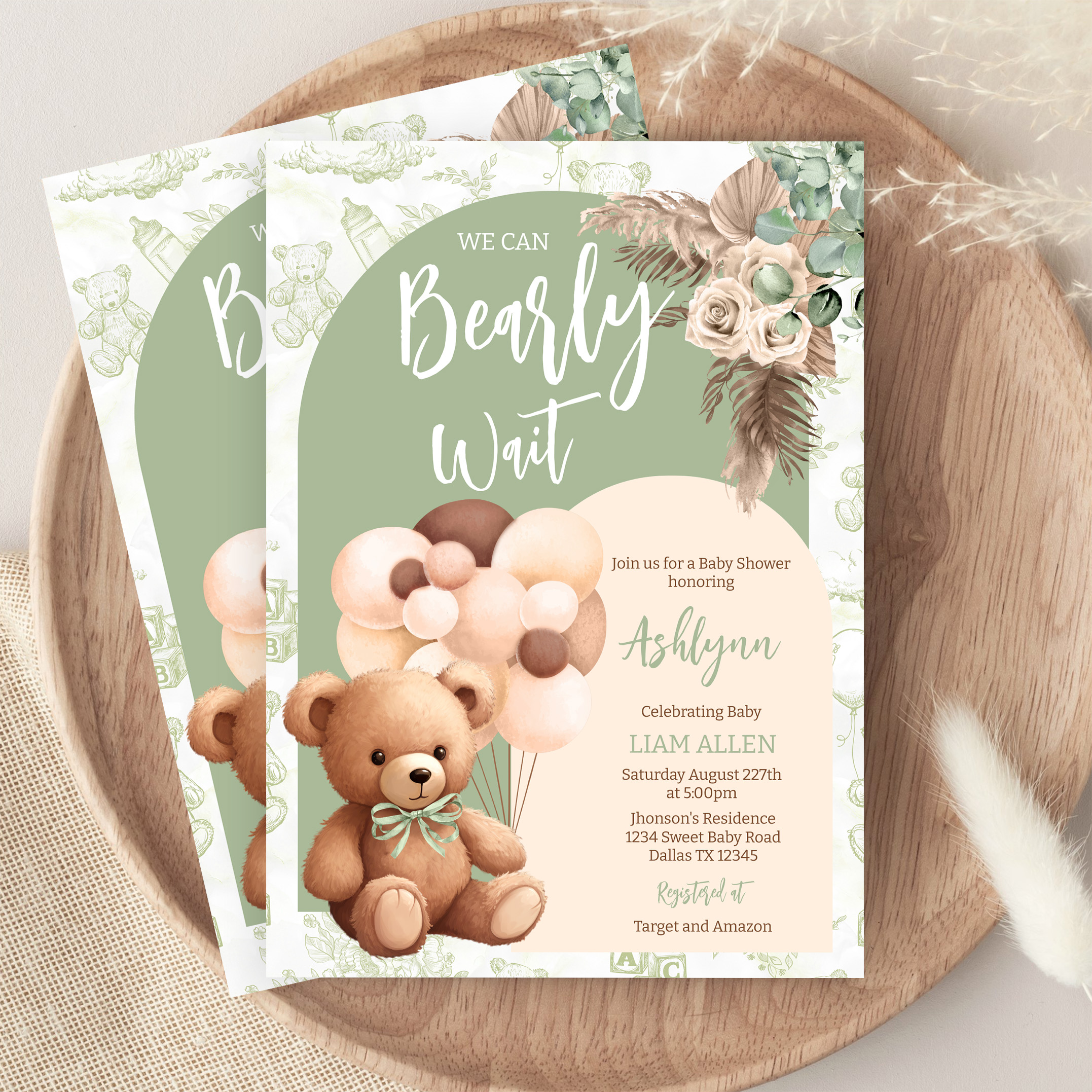 We Can Bearly Wait Gender Neutral Boho Baby Shower Invitation - Image 9