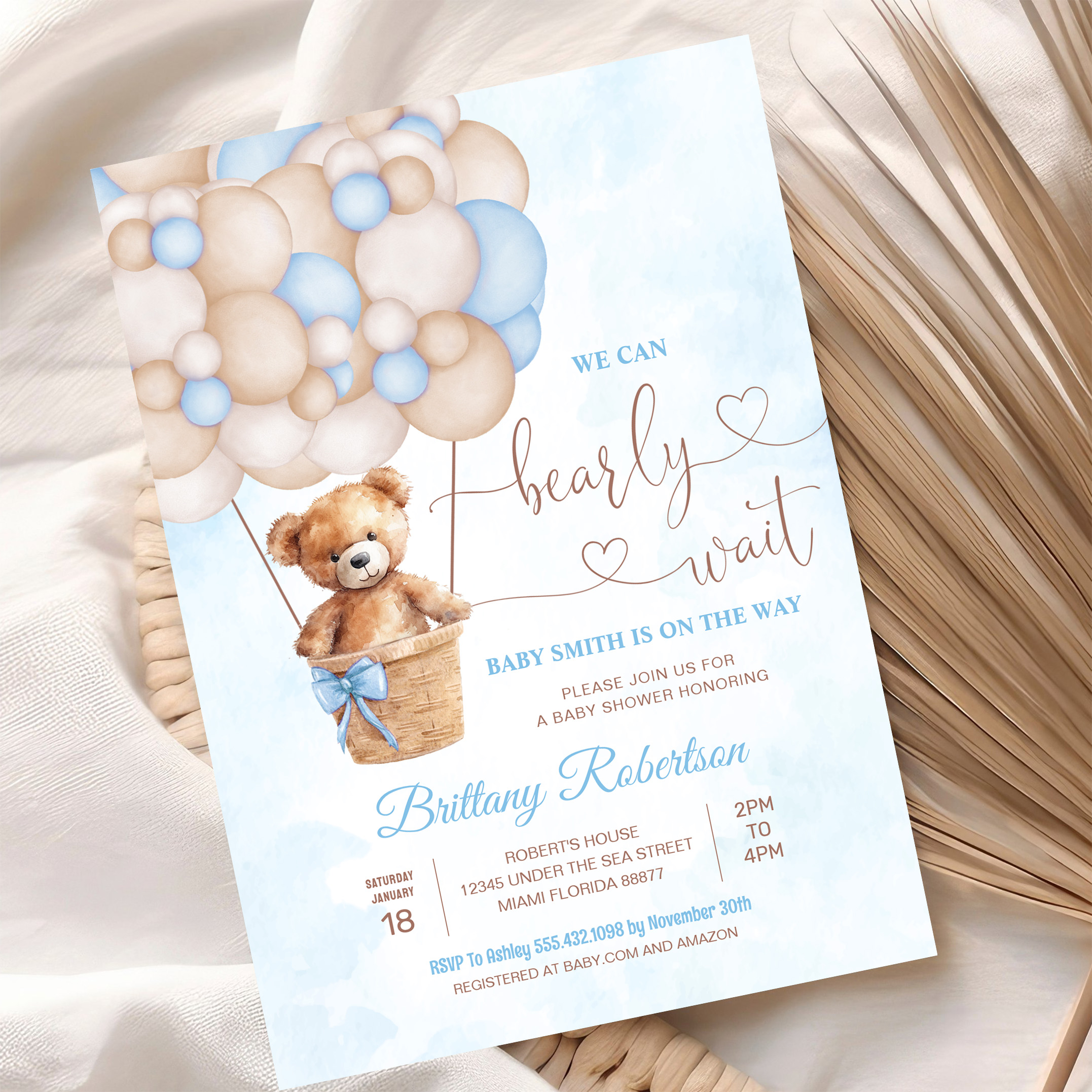 We Can Bearly Wait Teddy Bear Baby Shower Invitation - Image 10