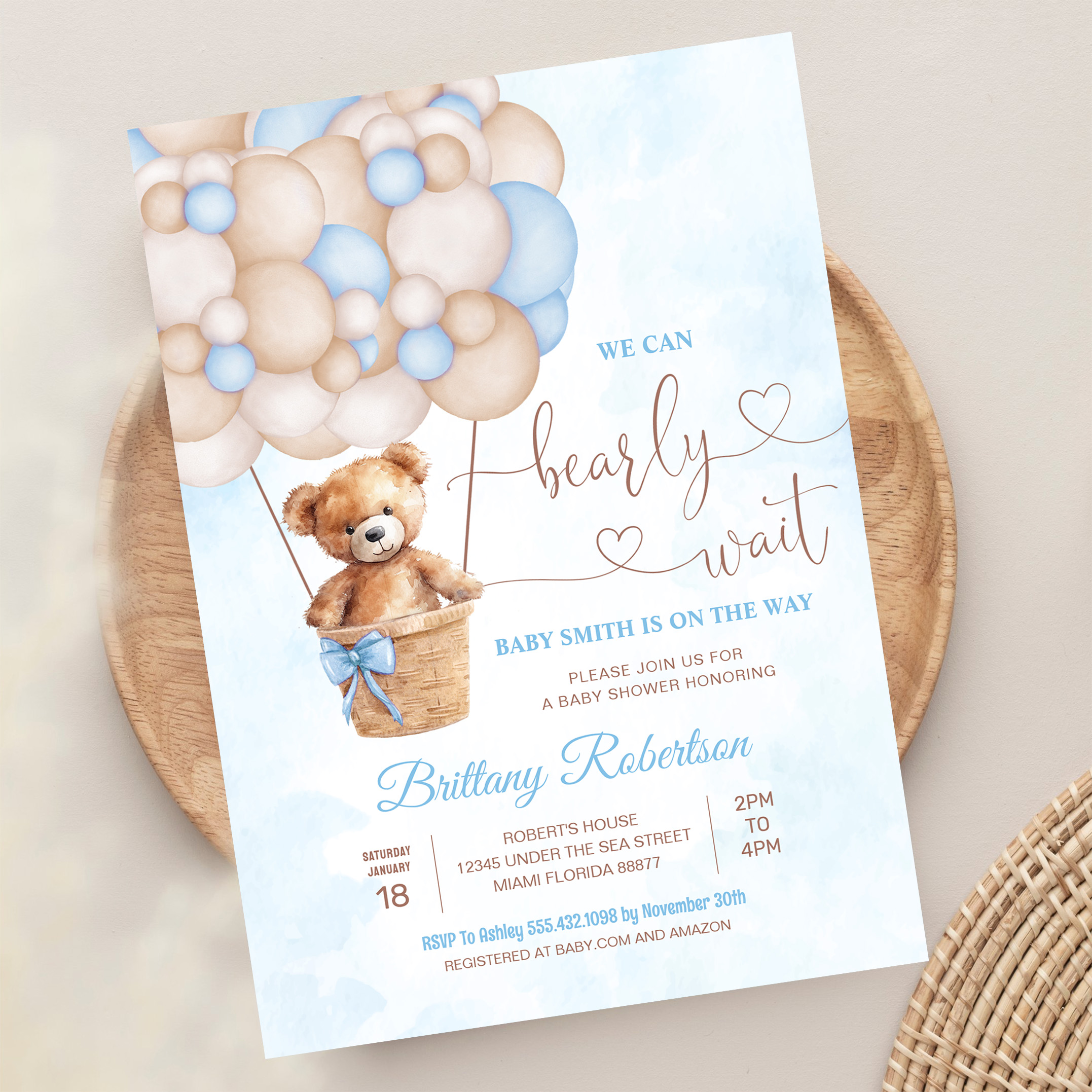 We Can Bearly Wait Teddy Bear Baby Shower Invitation - Image 13