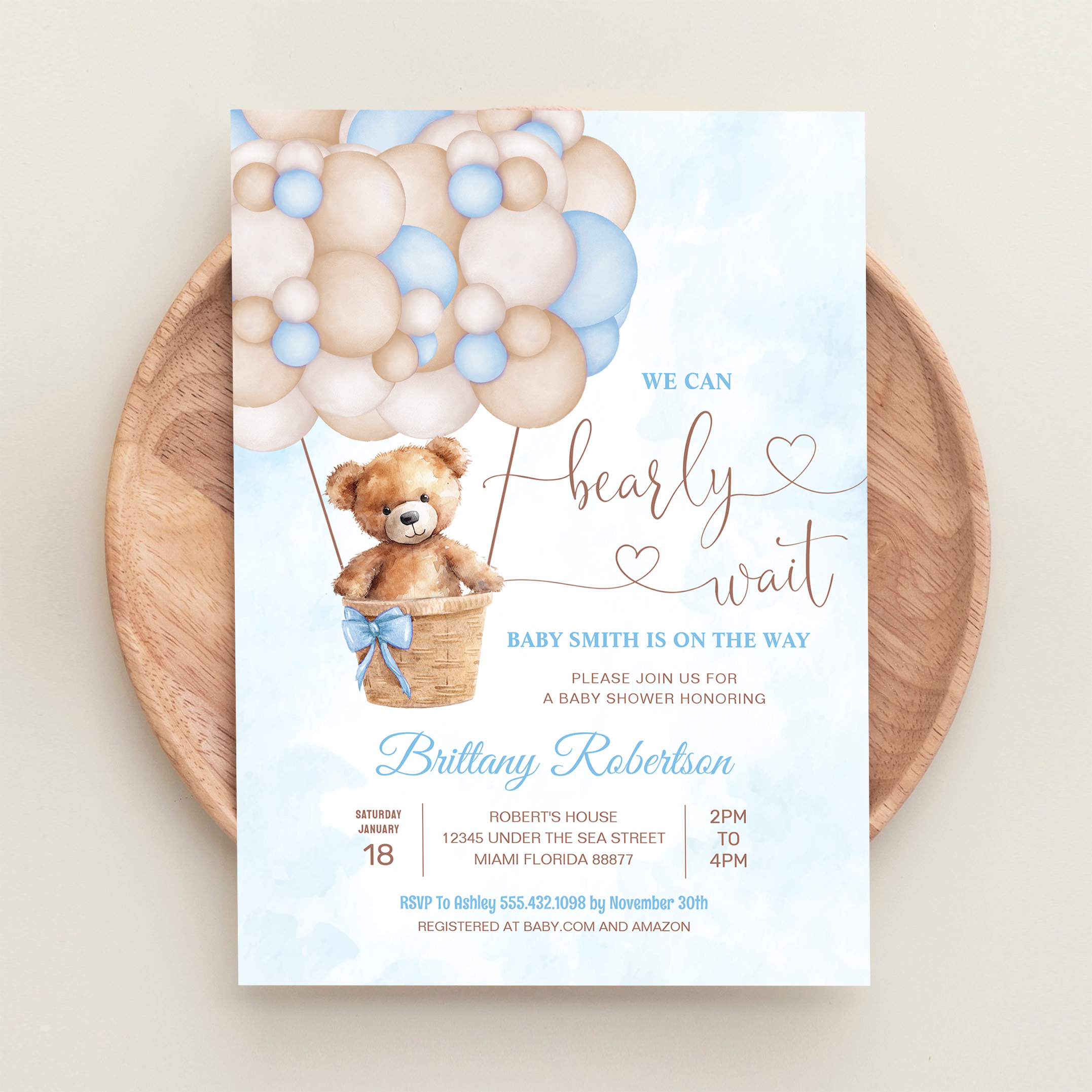 We Can Bearly Wait Teddy Bear Baby Shower Invitation - Image 7