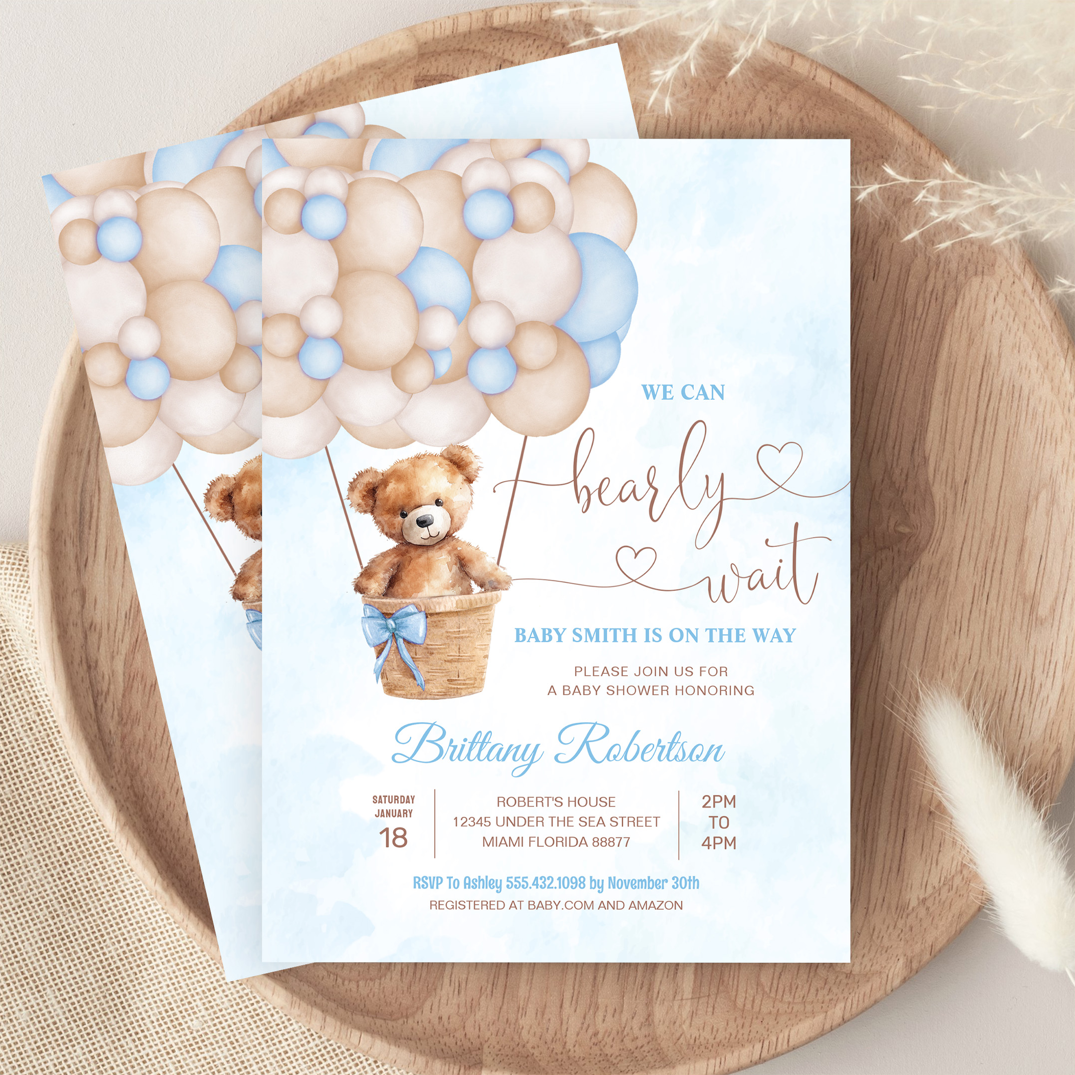 We Can Bearly Wait Teddy Bear Baby Shower Invitation - Image 9
