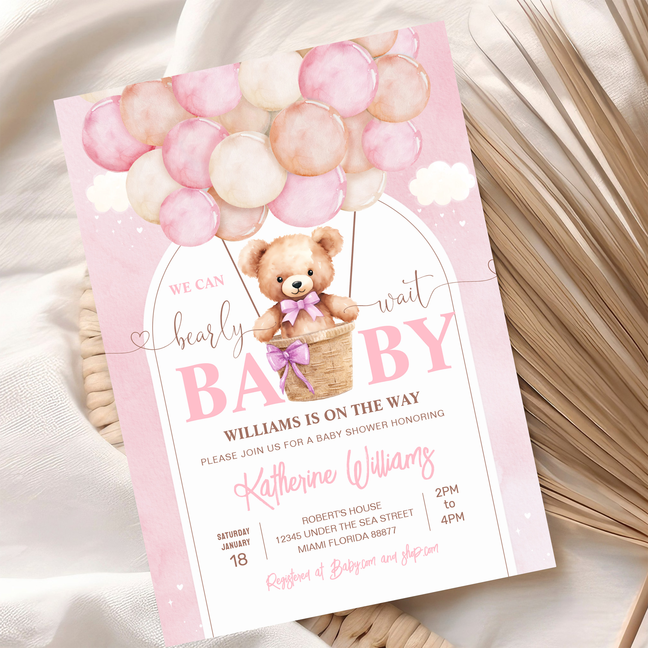We Can Bearly Wait Teddy Bear Baby Shower Invitation - Image 10