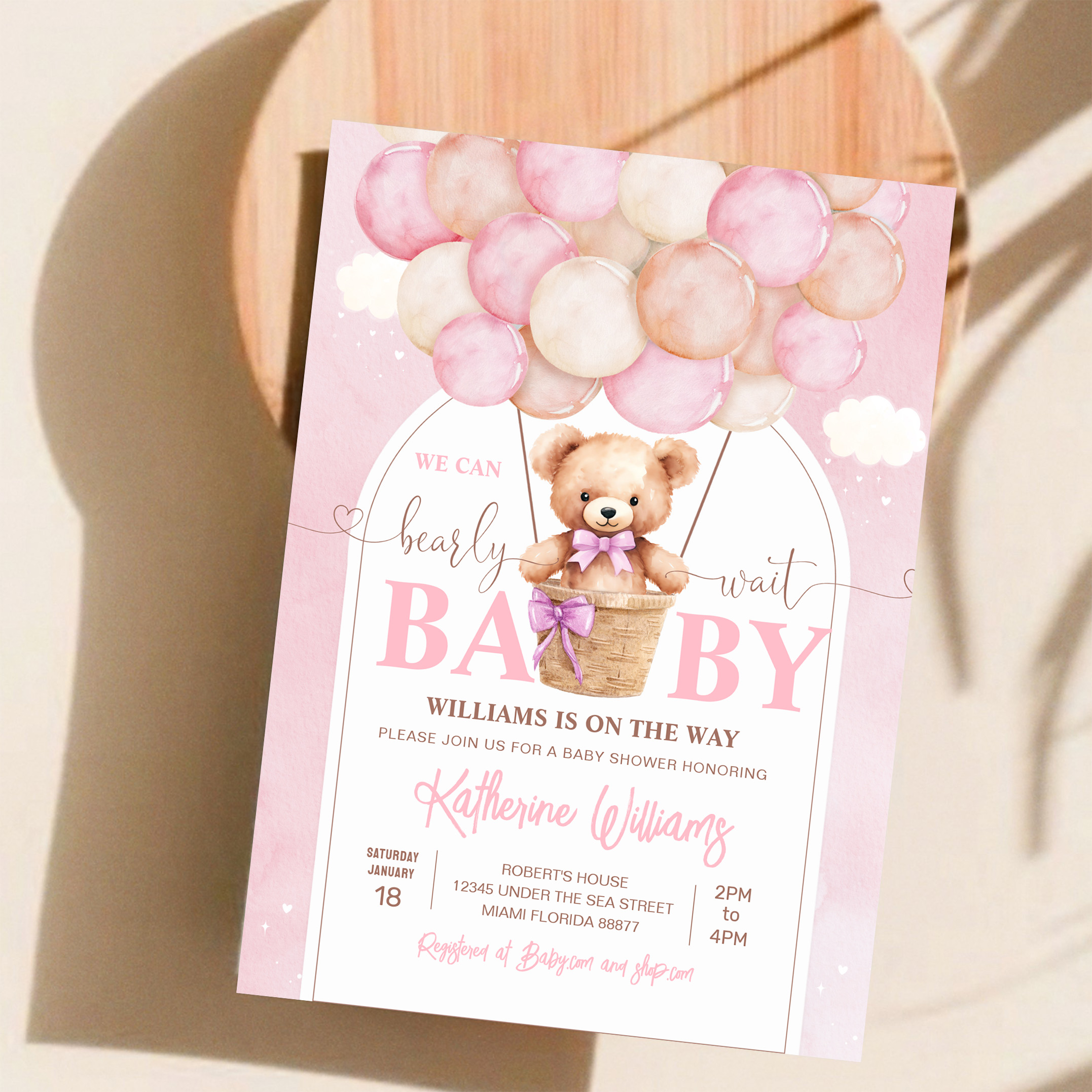 We Can Bearly Wait Teddy Bear Baby Shower Invitation - Image 11