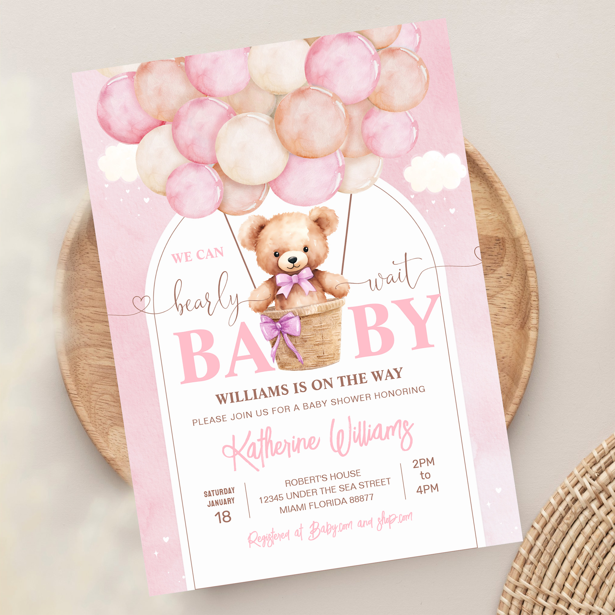 We Can Bearly Wait Teddy Bear Baby Shower Invitation - Image 13