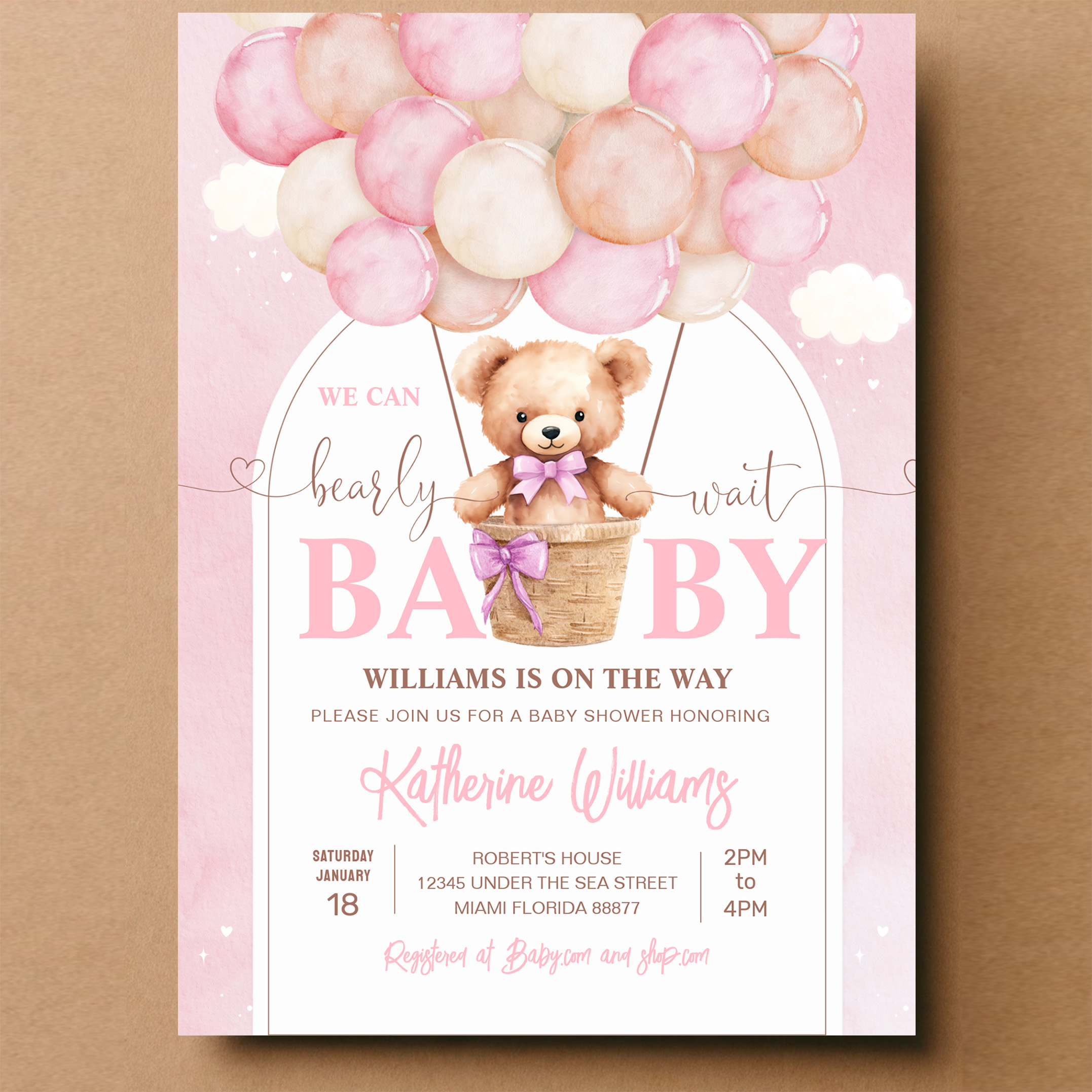 We Can Bearly Wait Teddy Bear Baby Shower Invitation - Image 14