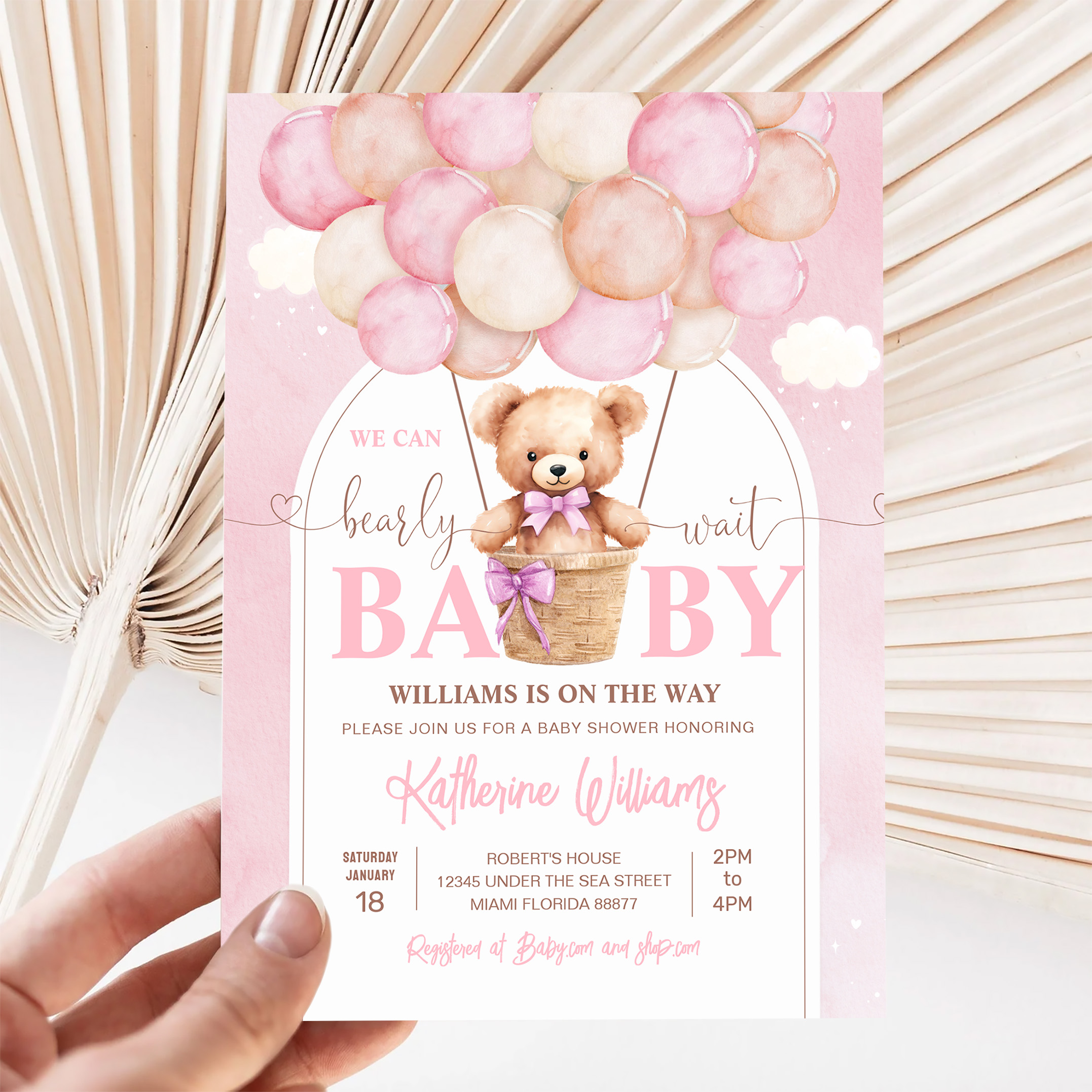 We Can Bearly Wait Teddy Bear Baby Shower Invitation - Image 5
