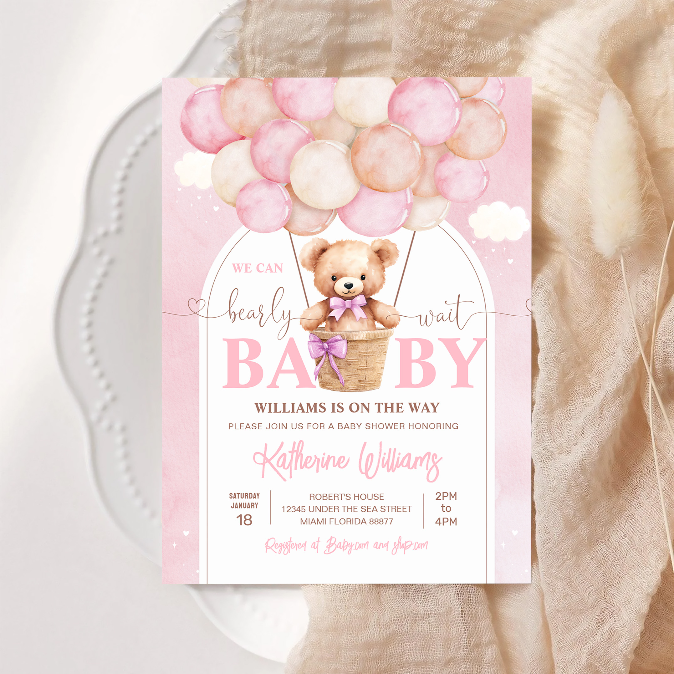 We Can Bearly Wait Teddy Bear Baby Shower Invitation - Image 6