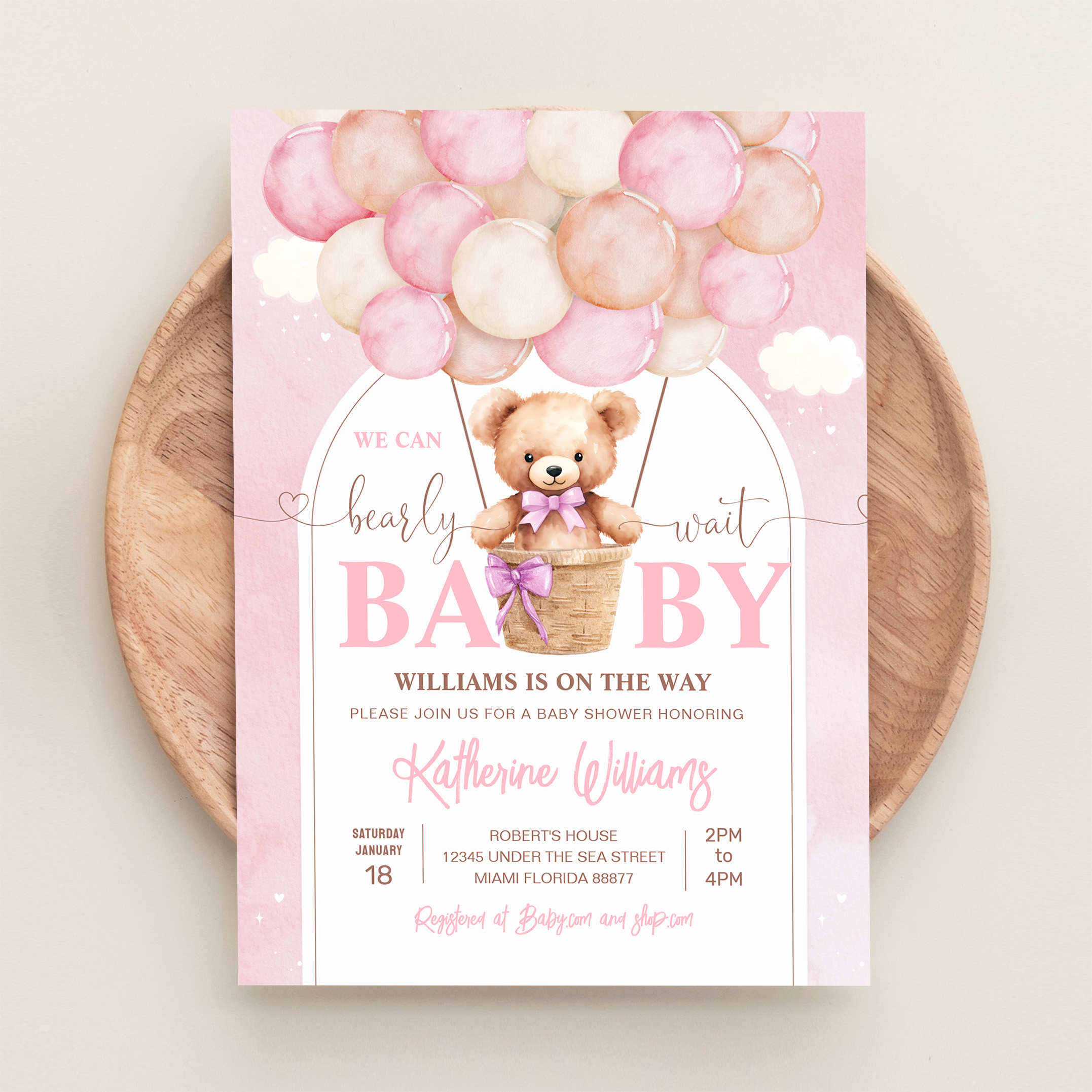 We Can Bearly Wait Teddy Bear Baby Shower Invitation - Image 7