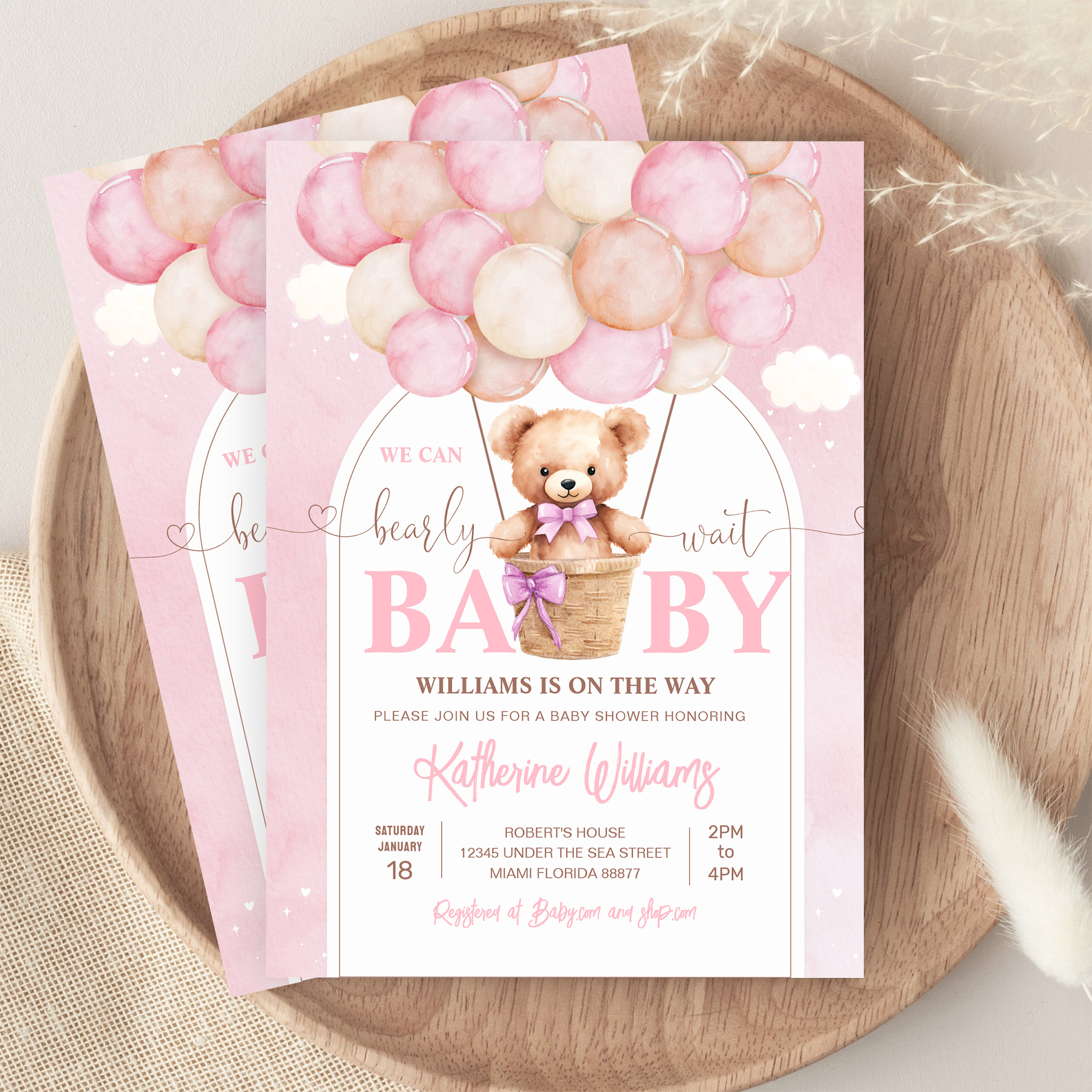 We Can Bearly Wait Teddy Bear Baby Shower Invitation - Image 9