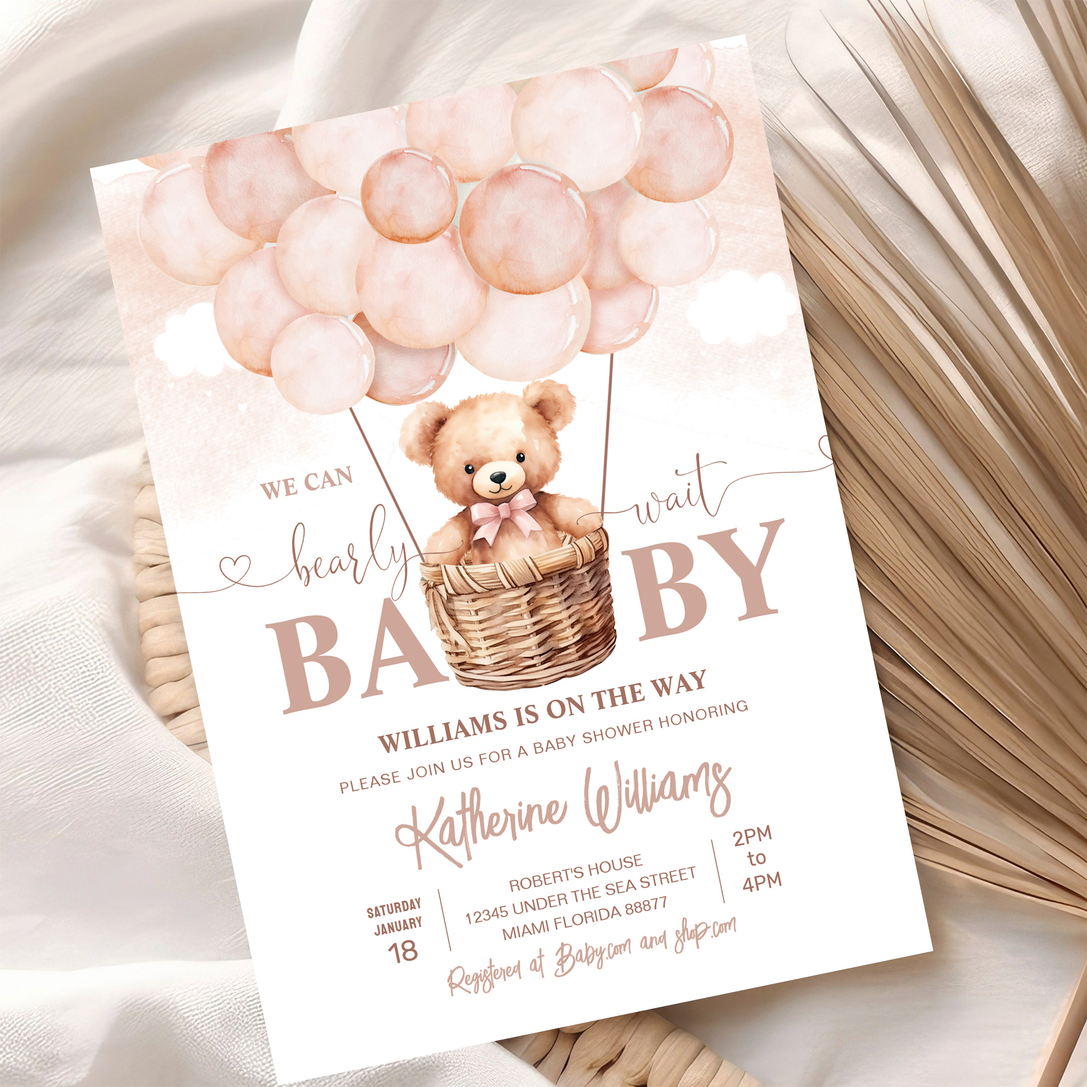 We Can Bearly Wait Teddy Bear Baby Shower Invitation - Image 10