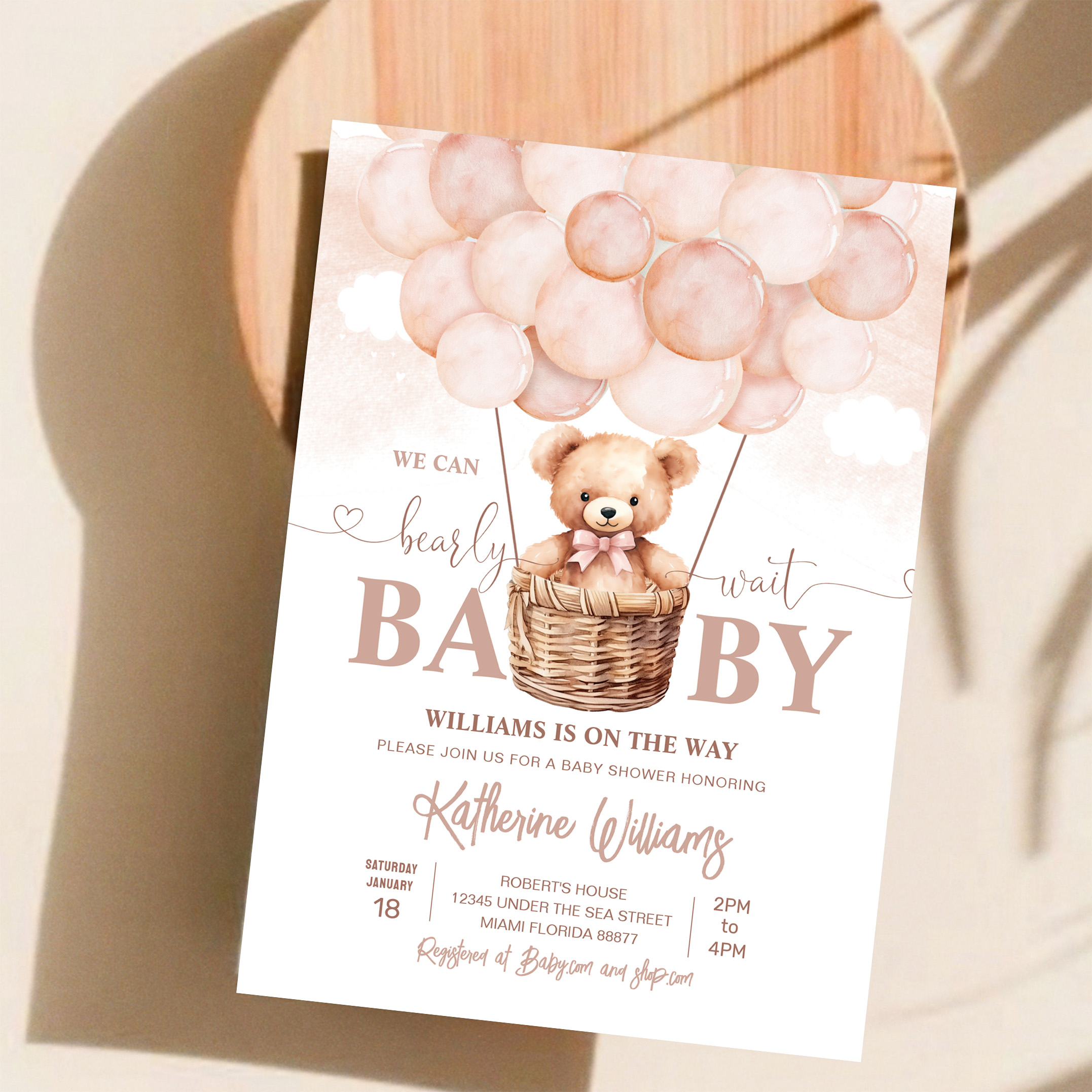 We Can Bearly Wait Teddy Bear Baby Shower Invitation - Image 11